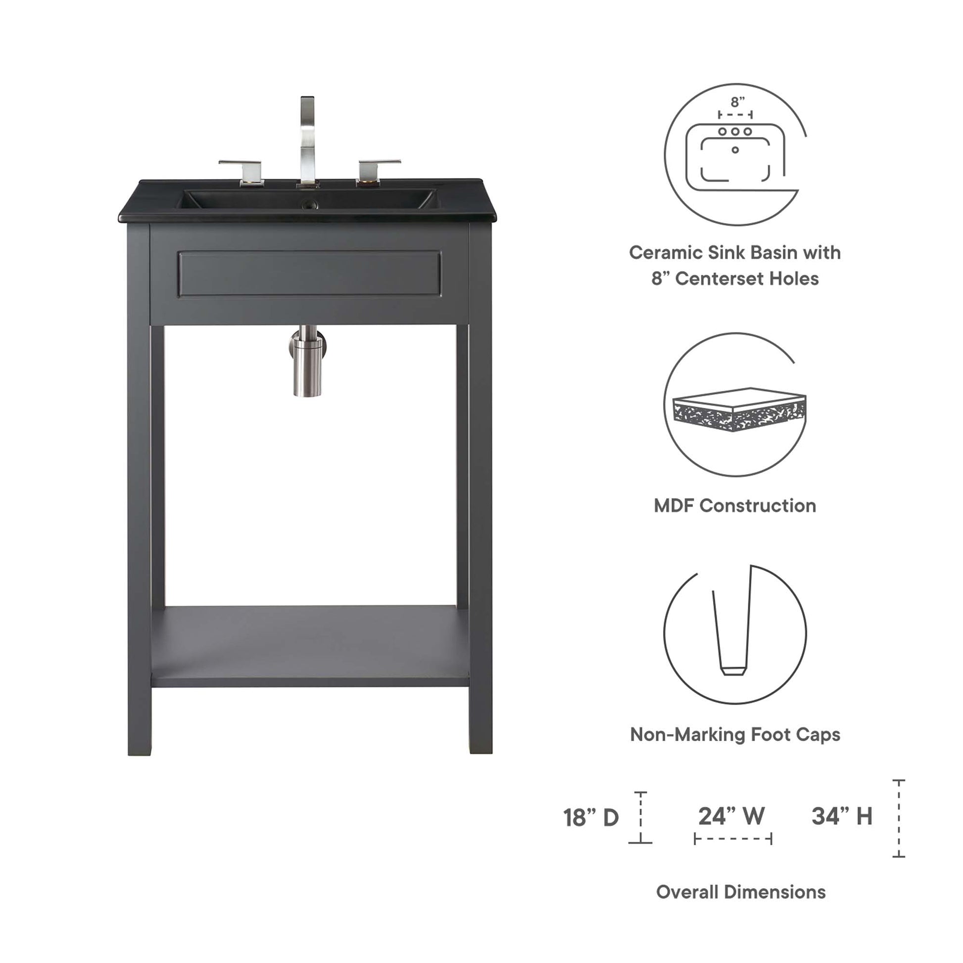 Altura Bathroom Vanity Basin Included - Gray White