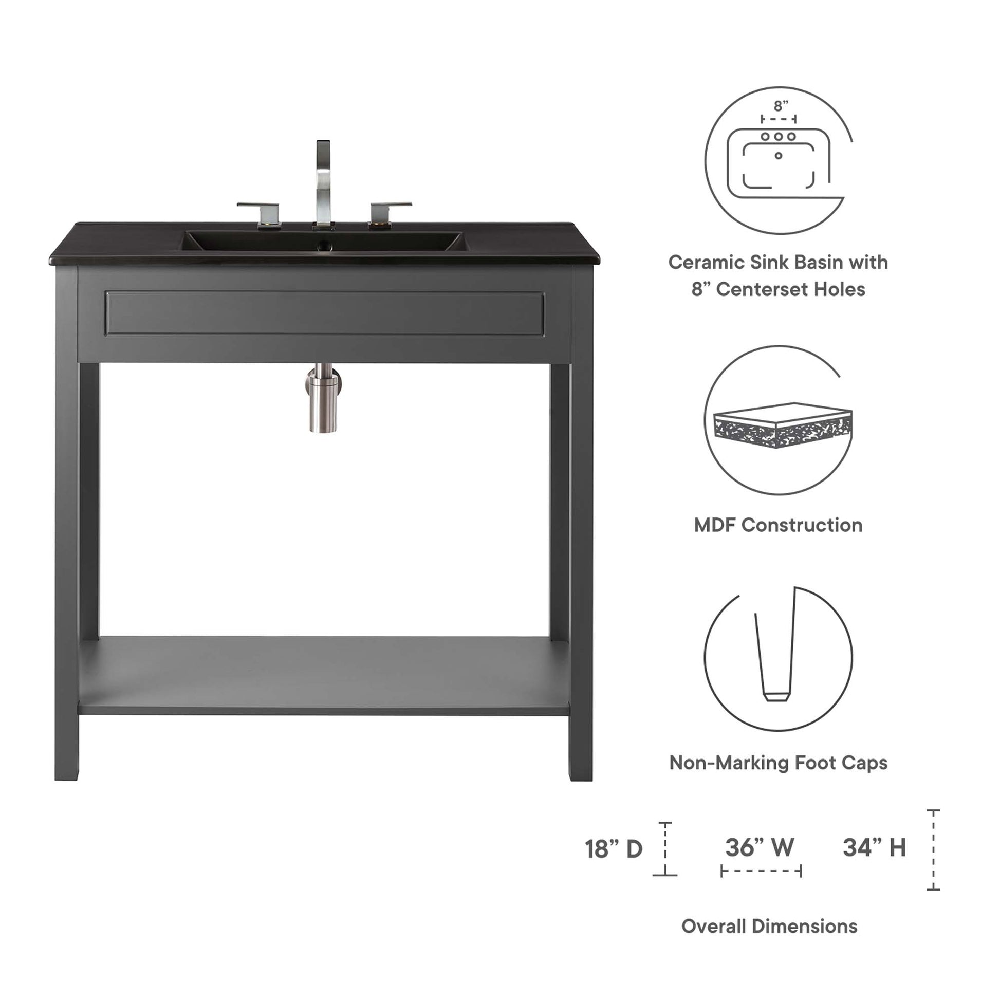 Altura 36" Bathroom Vanity - Gray White