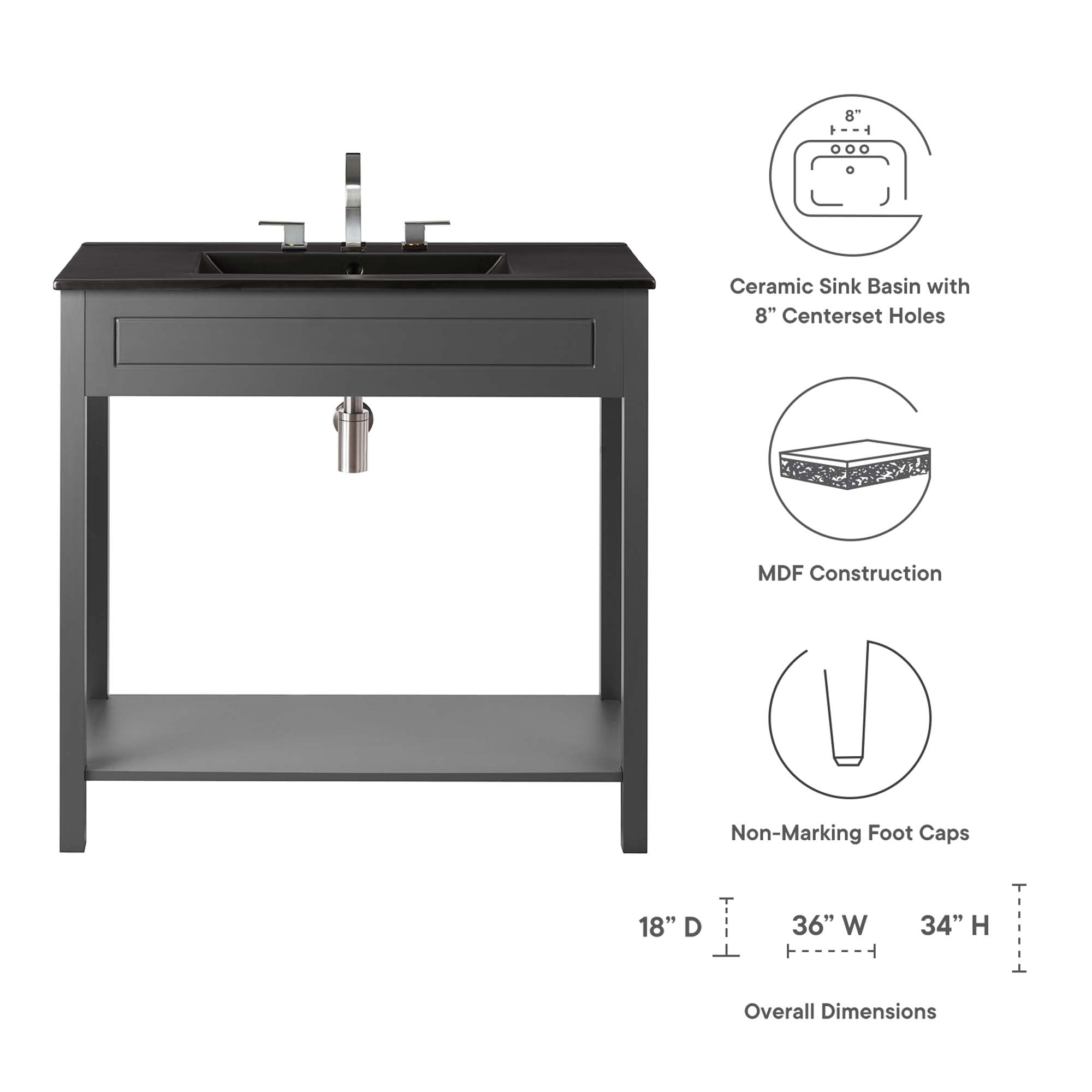 Altura 36" Bathroom Vanity - Gray White
