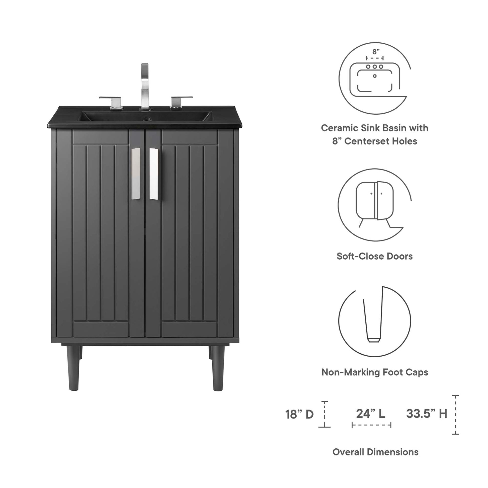 Augusta 24" Bathroom Vanity - Gray White