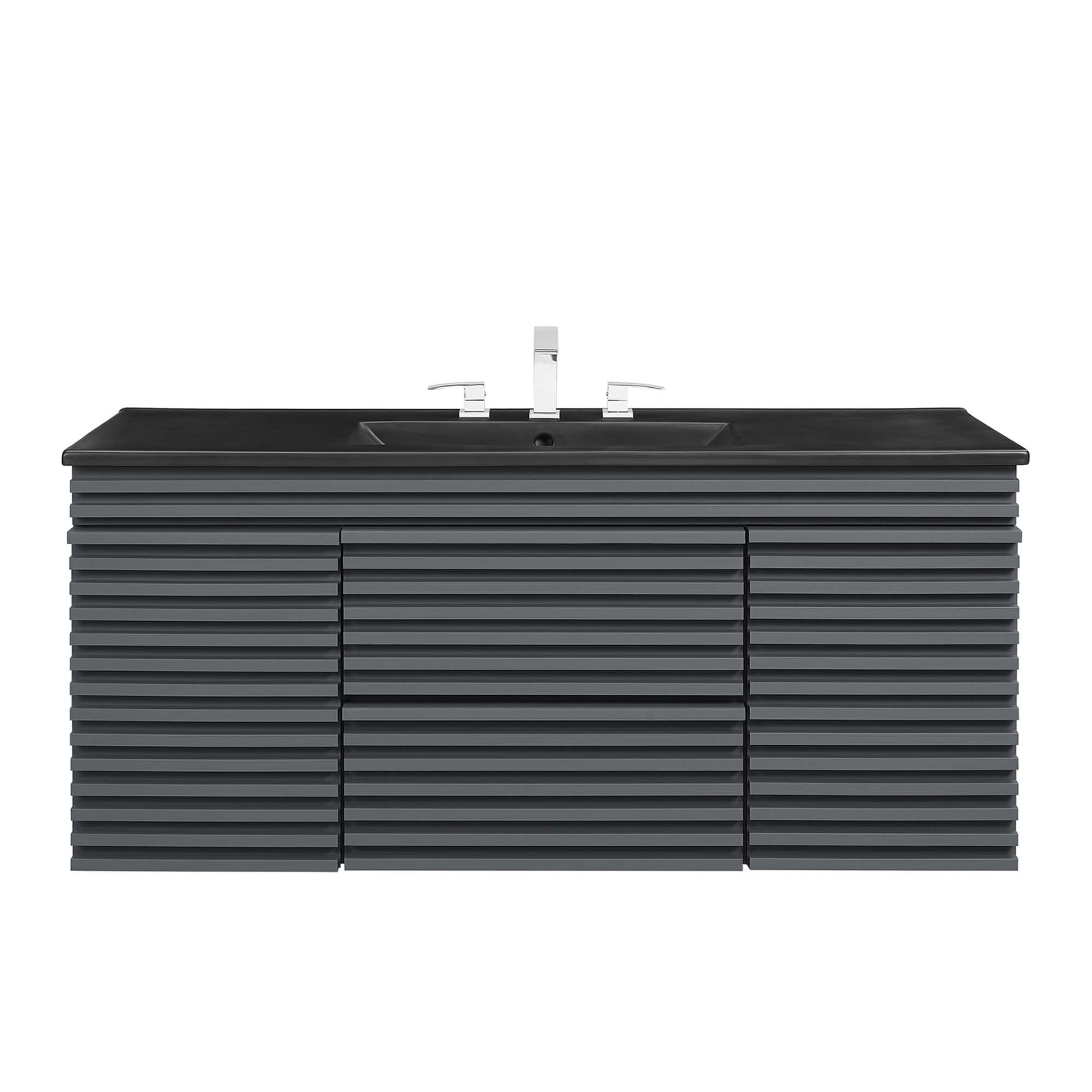 Render 48" Wall-Mount Bathroom Vanity Basin Included - Walnut Black