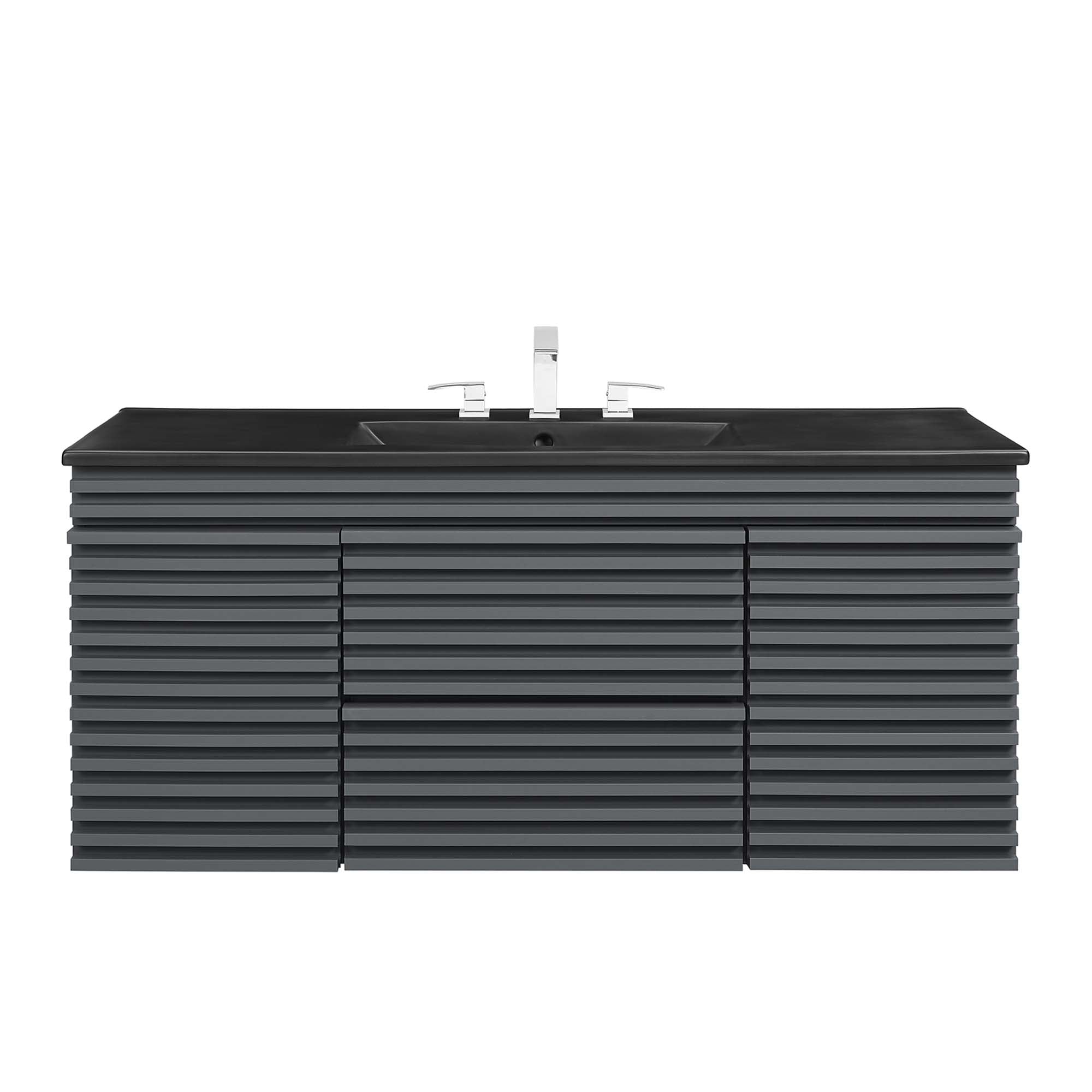 Render 48" Wall-Mount Bathroom Vanity Basin Included - Walnut Black