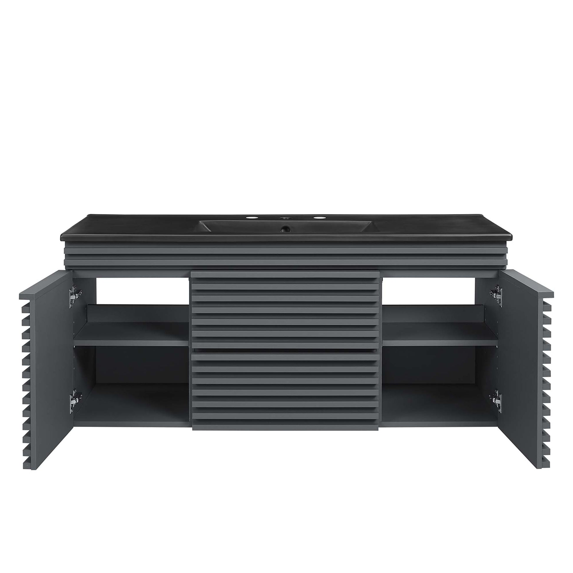 Render 48" Wall-Mount Bathroom Vanity Basin Included - Walnut White