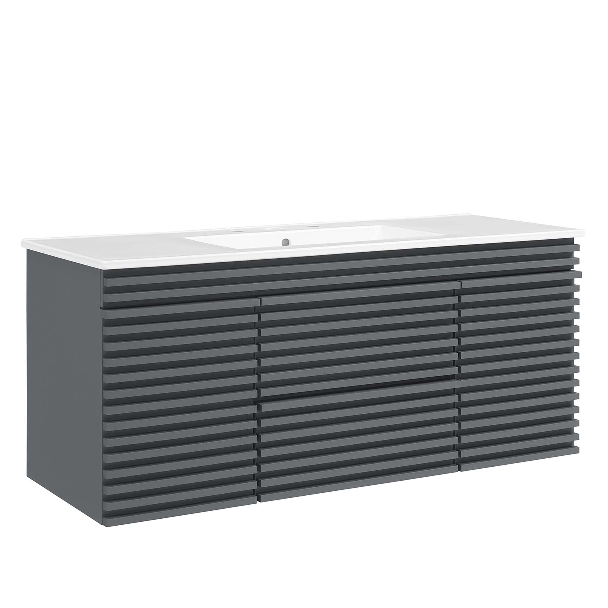 Render 48" Wall-Mount Bathroom Vanity Basin Included