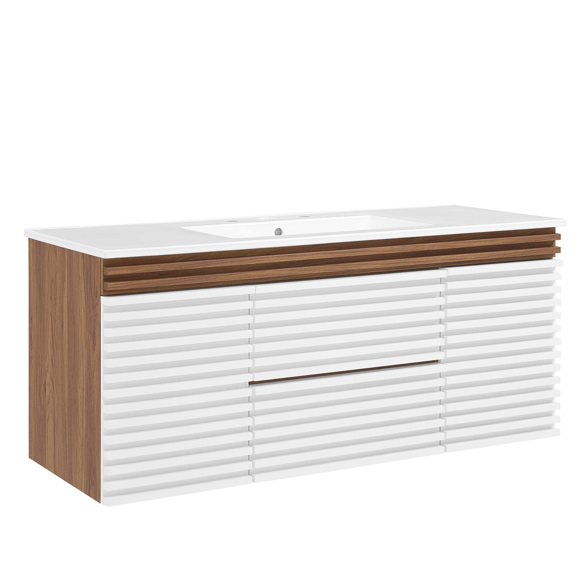 Render 48" Wall-Mount Bathroom Vanity Basin Included