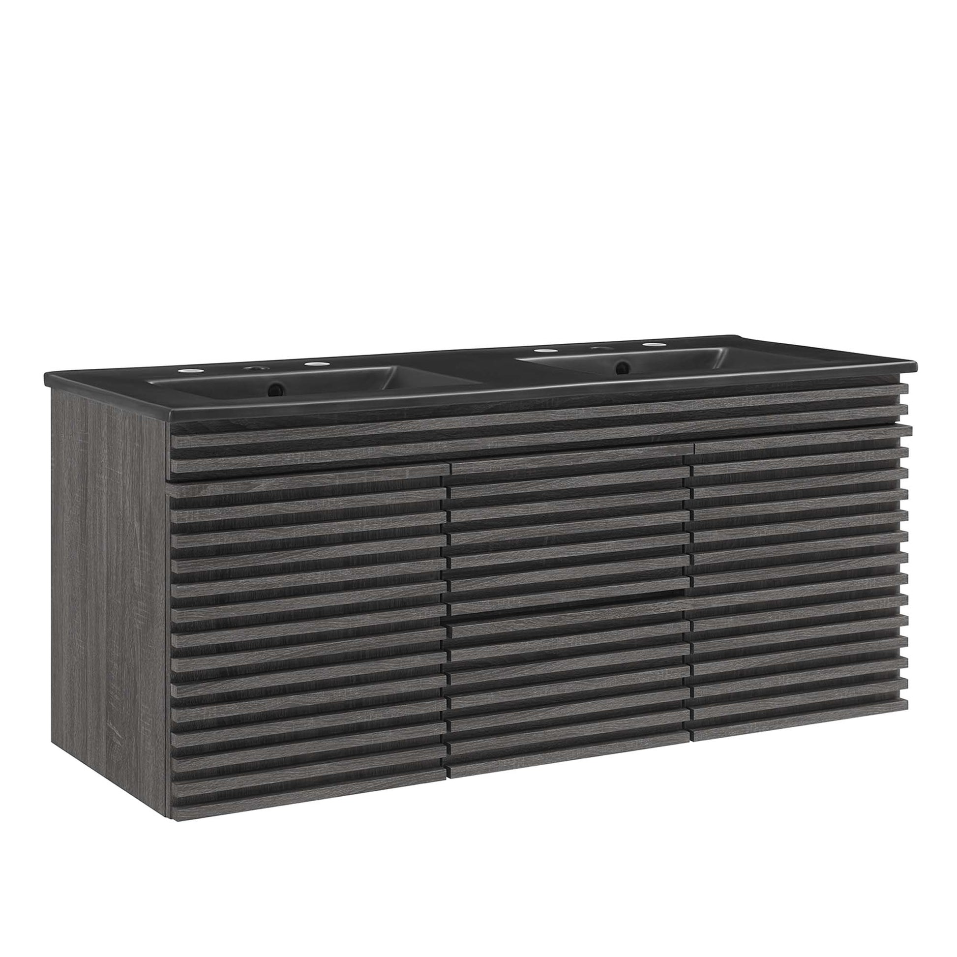 Render 48" Wall-Mount Bathroom Vanity - Charcoal Black