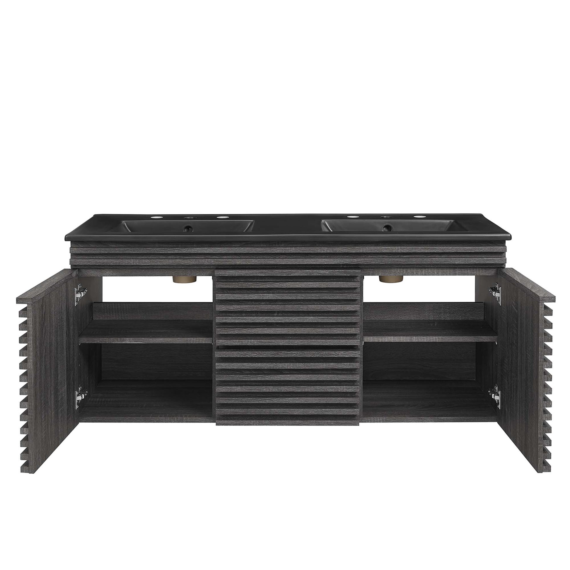 Render 48" Wall-Mount Bathroom Vanity - White Walnut Black