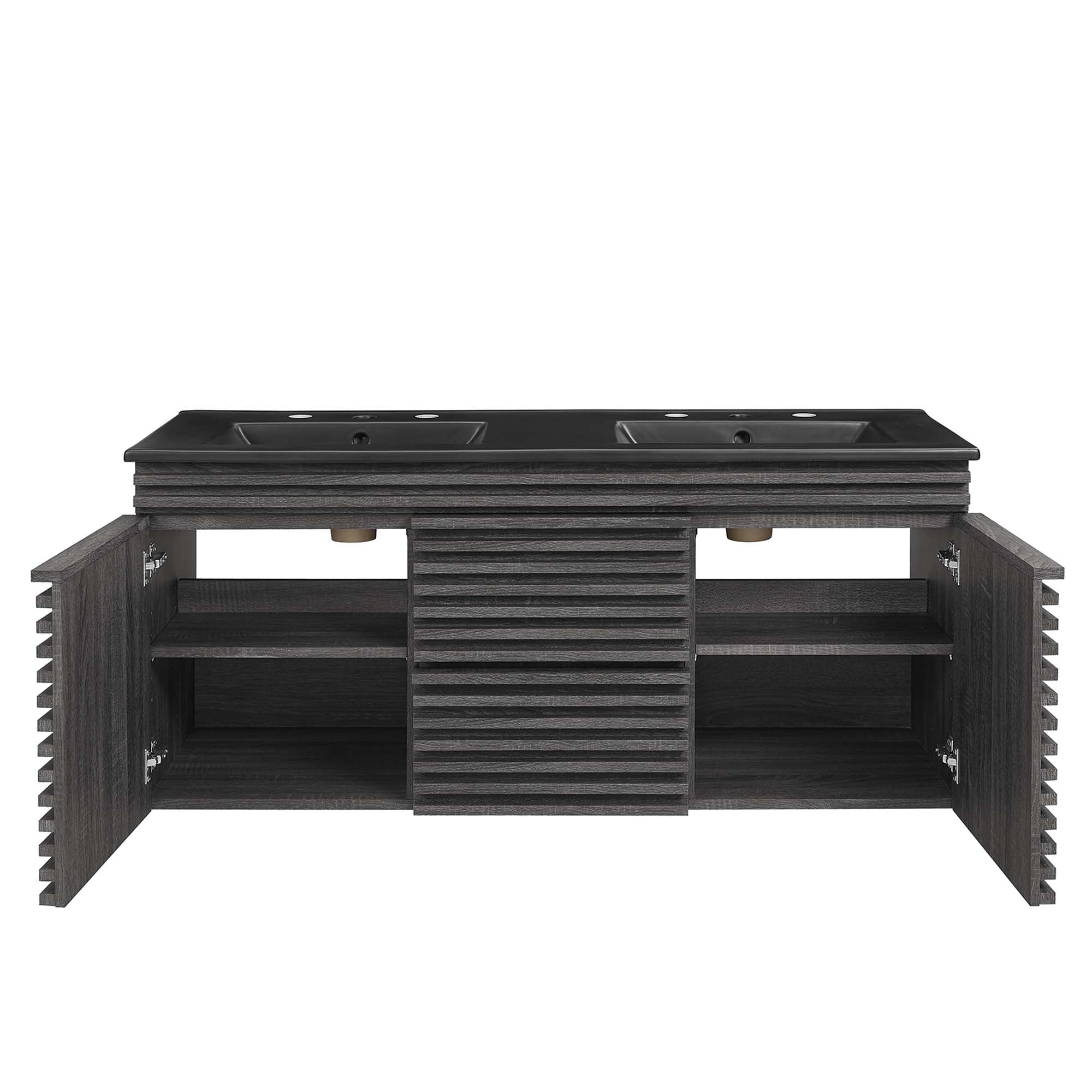 Render 48" Wall-Mount Bathroom Vanity - White Walnut Black