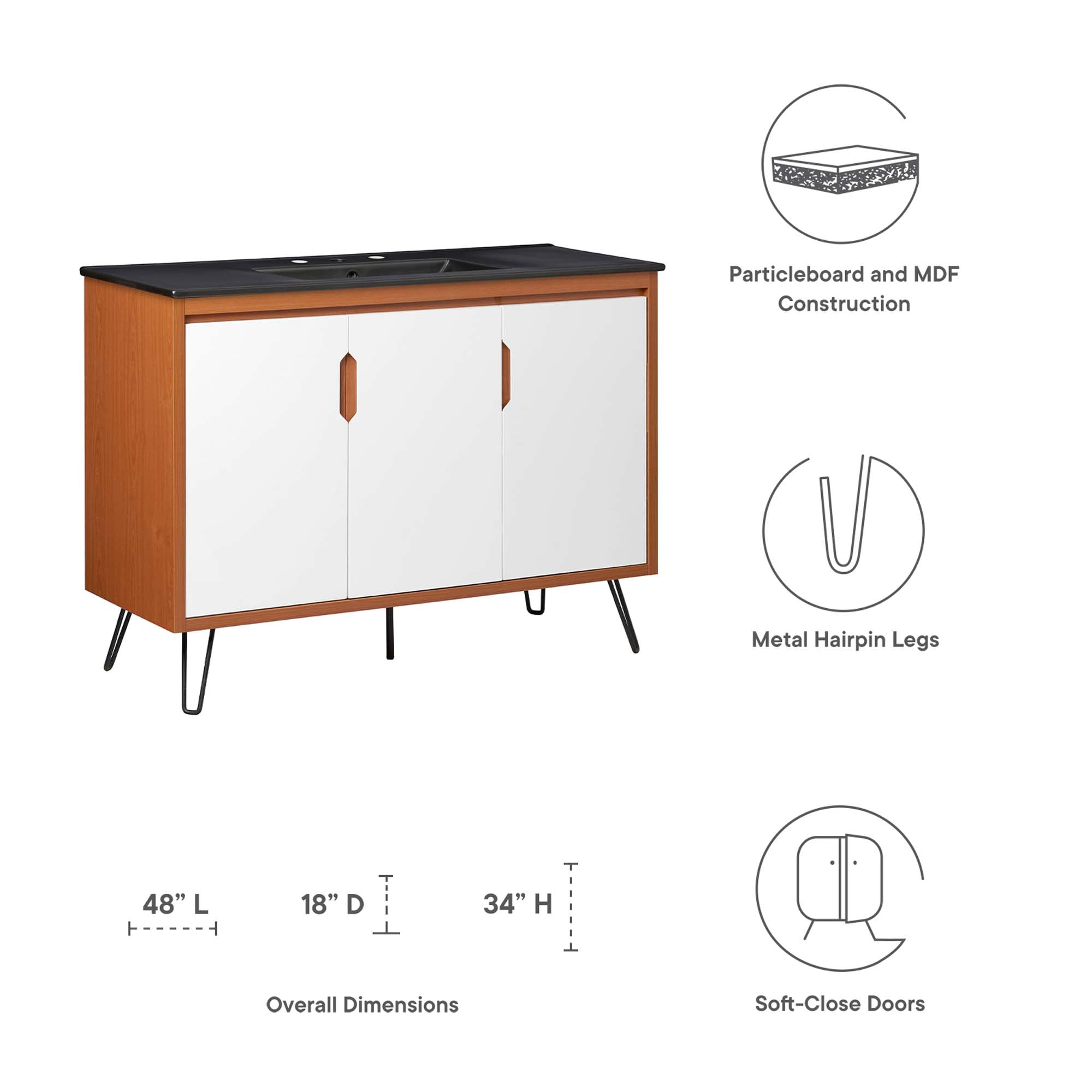 Energize 48" Bathroom Vanity - Cherry White White
