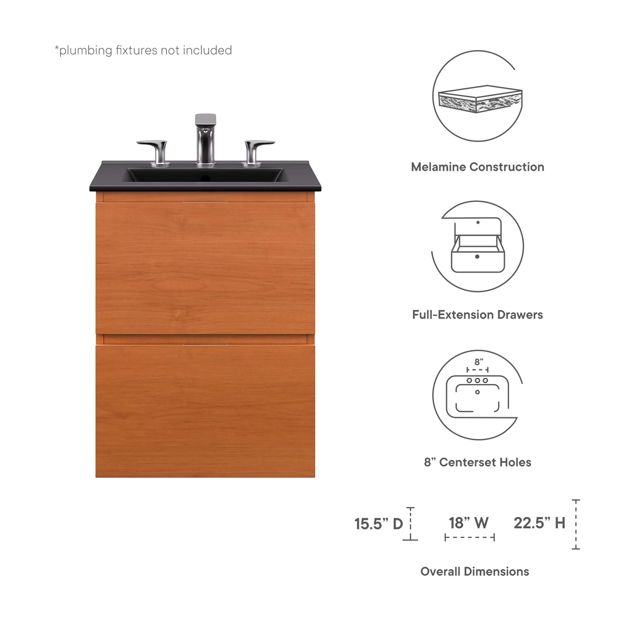 Scenic 18" Wall-Mount Bathroom Vanity - Cherry White