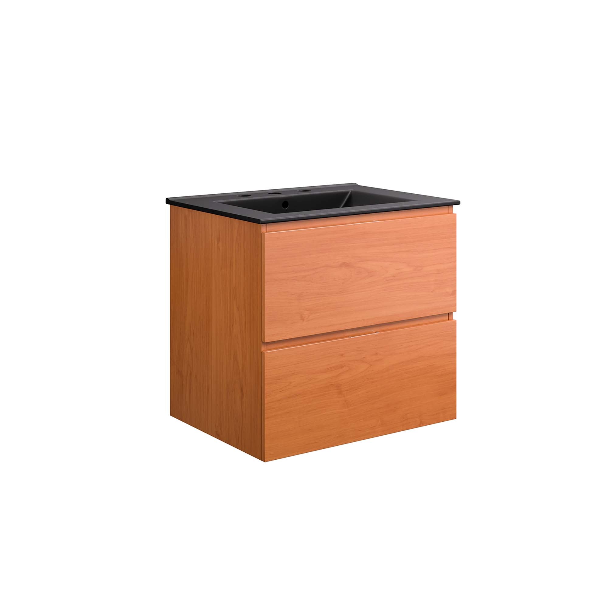 Scenic Wall-Mount Bathroom Vanity Basin Included - Cherry Black
