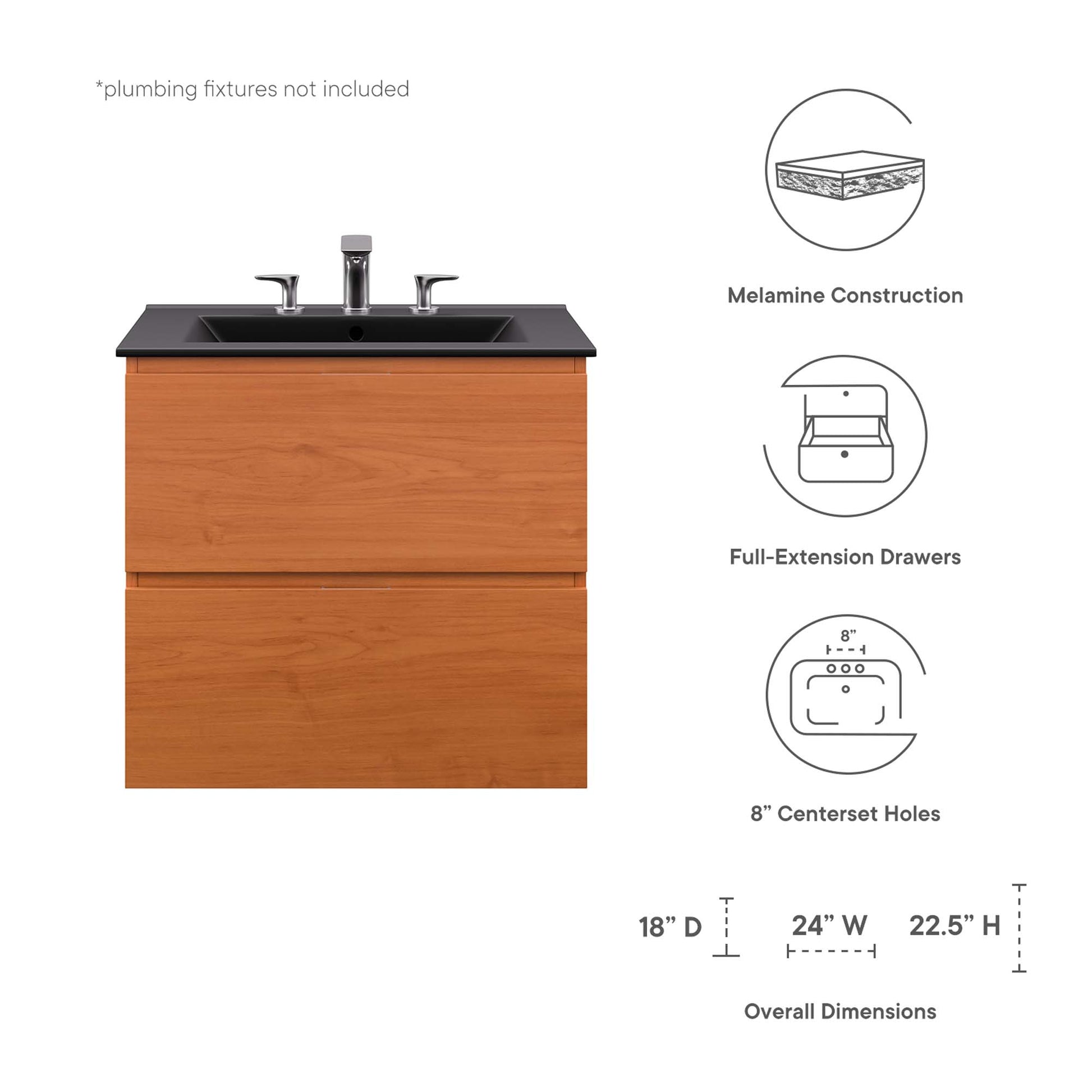 Scenic Wall-Mount Bathroom Vanity Basin Included - Cherry White
