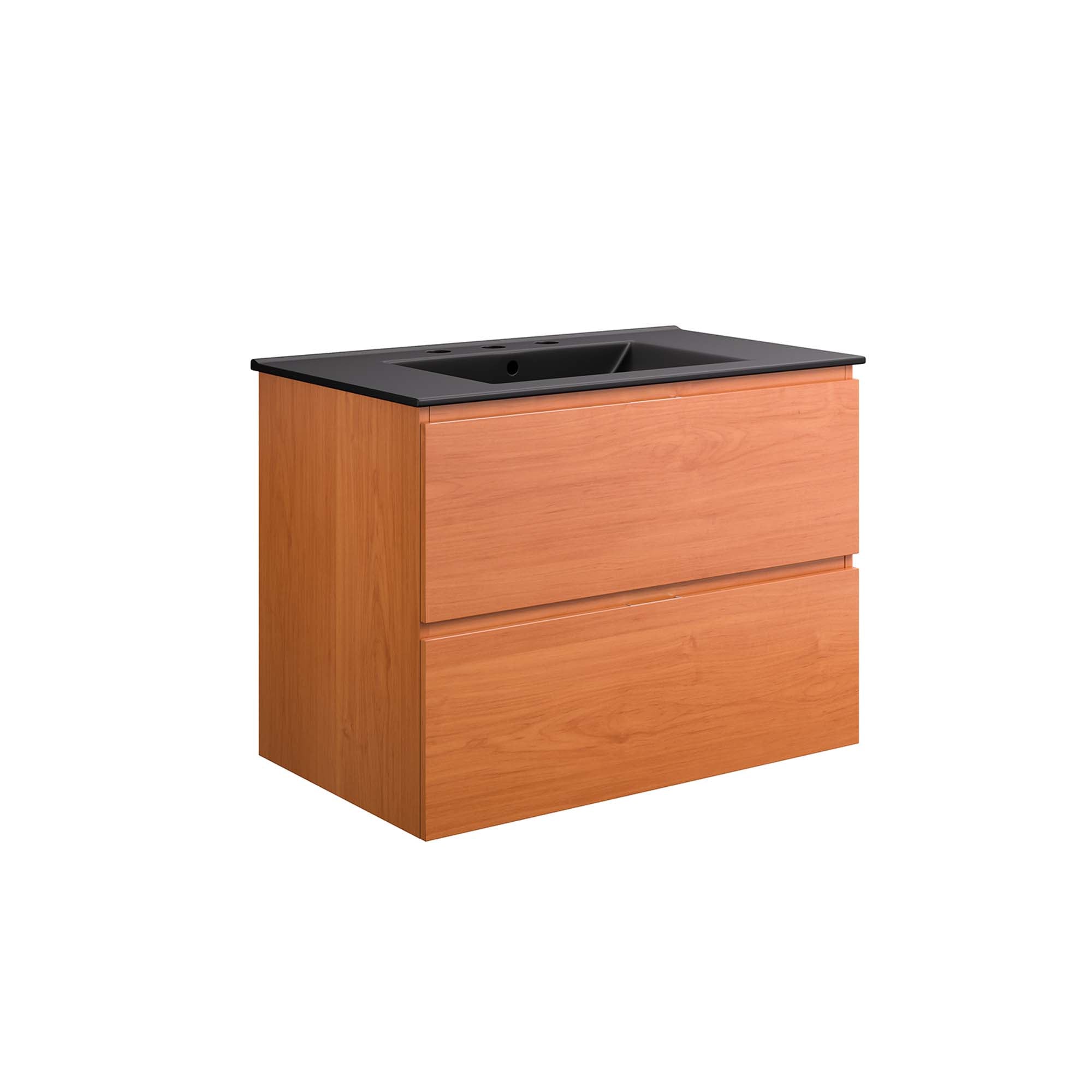 Scenic 30" Wall-Mount Bathroom Vanity - Cherry Black
