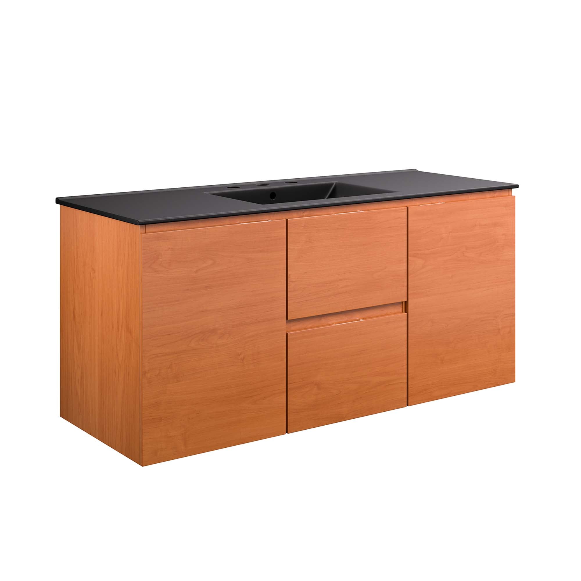 Scenic 48" Wall-Mount Bathroom Vanity - Cherry Black