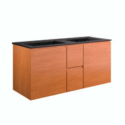 Scenic 48" Double Wall-Mount Bathroom Vanity - Cherry Black