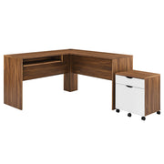 Envision Wood Desk and File Cabinet Set - Walnut White