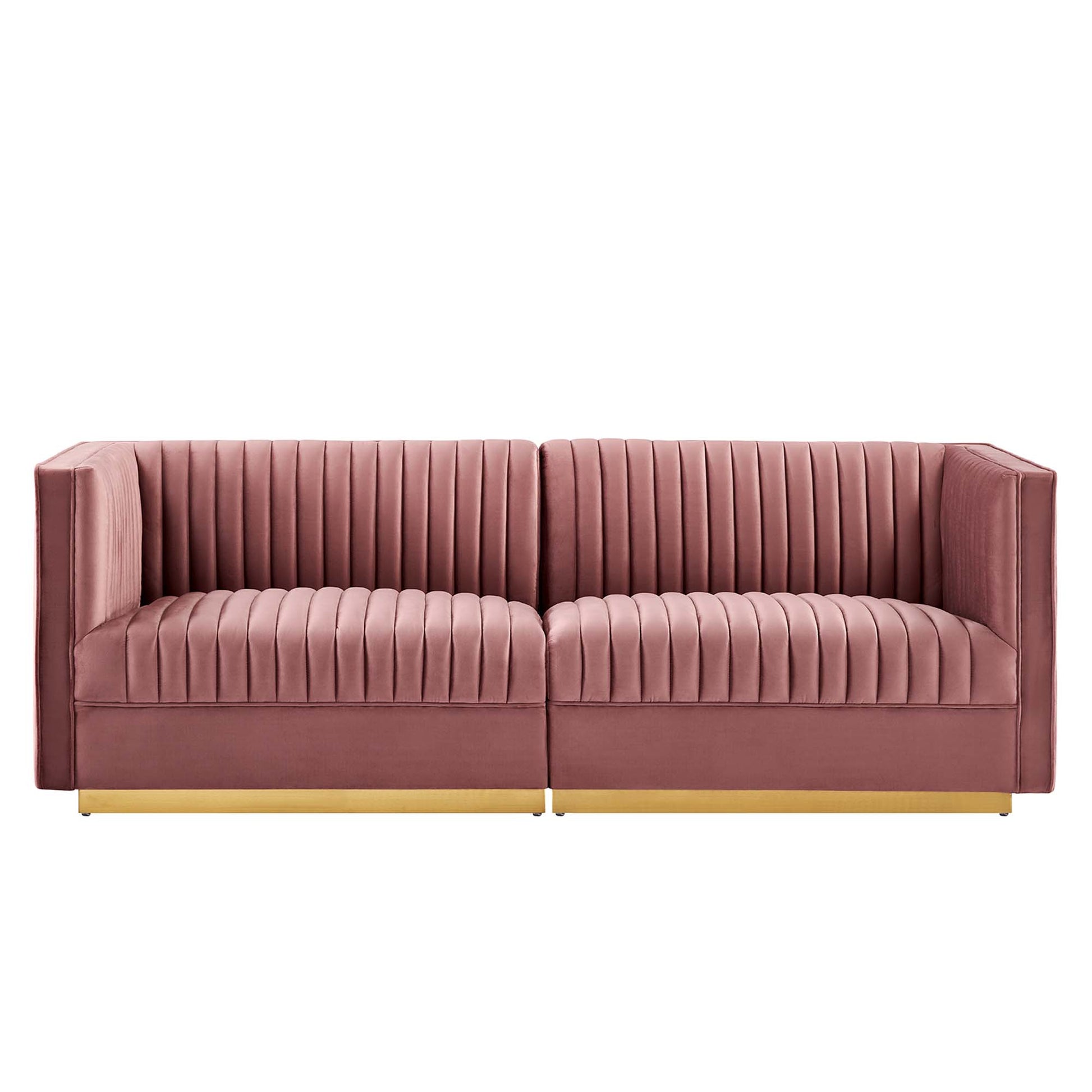 Sanguine Channel Tufted Performance Velvet Modular Sectional Sofa Loveseat - Navy