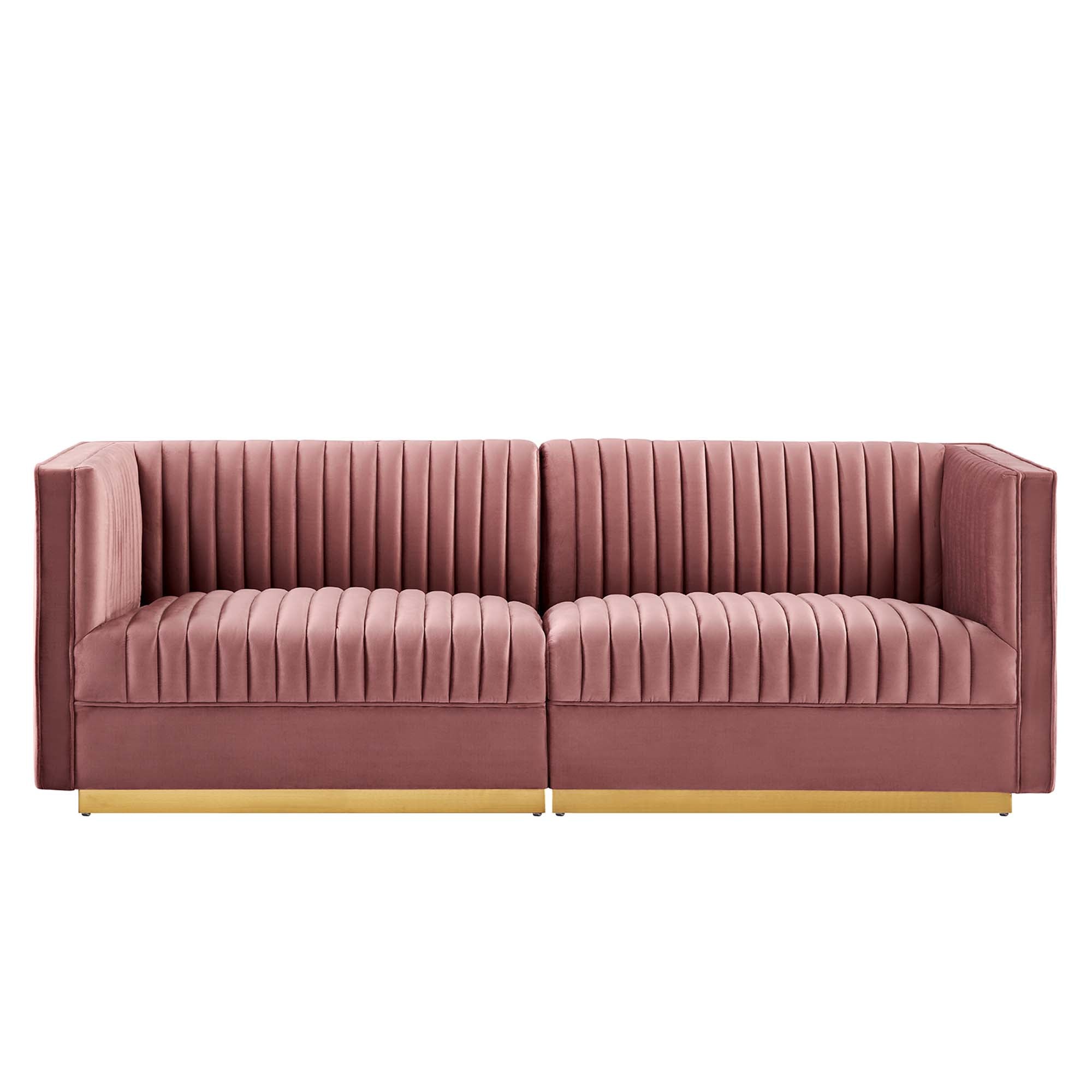Sanguine Channel Tufted Performance Velvet Modular Sectional Sofa Loveseat - Navy