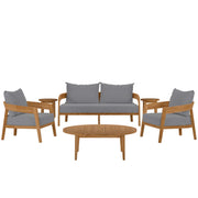 Brisbane 6-Piece Teak Wood Outdoor Patio Set - Natural Gray
