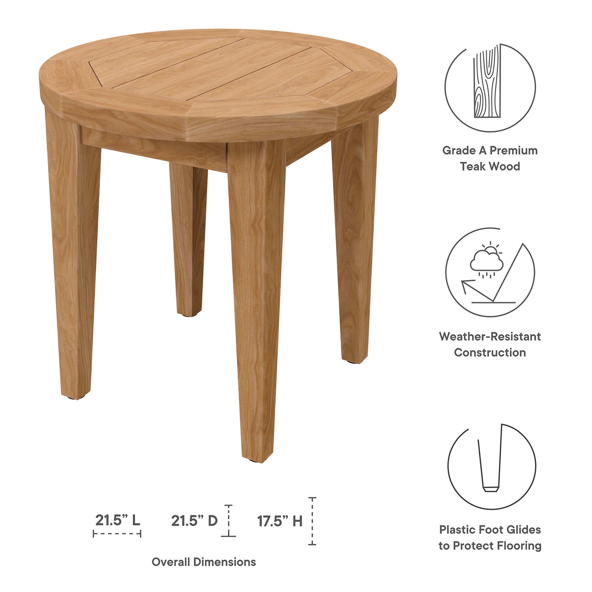 Brisbane 3-Piece Teak Wood Outdoor Patio Set - Natural Light Brown