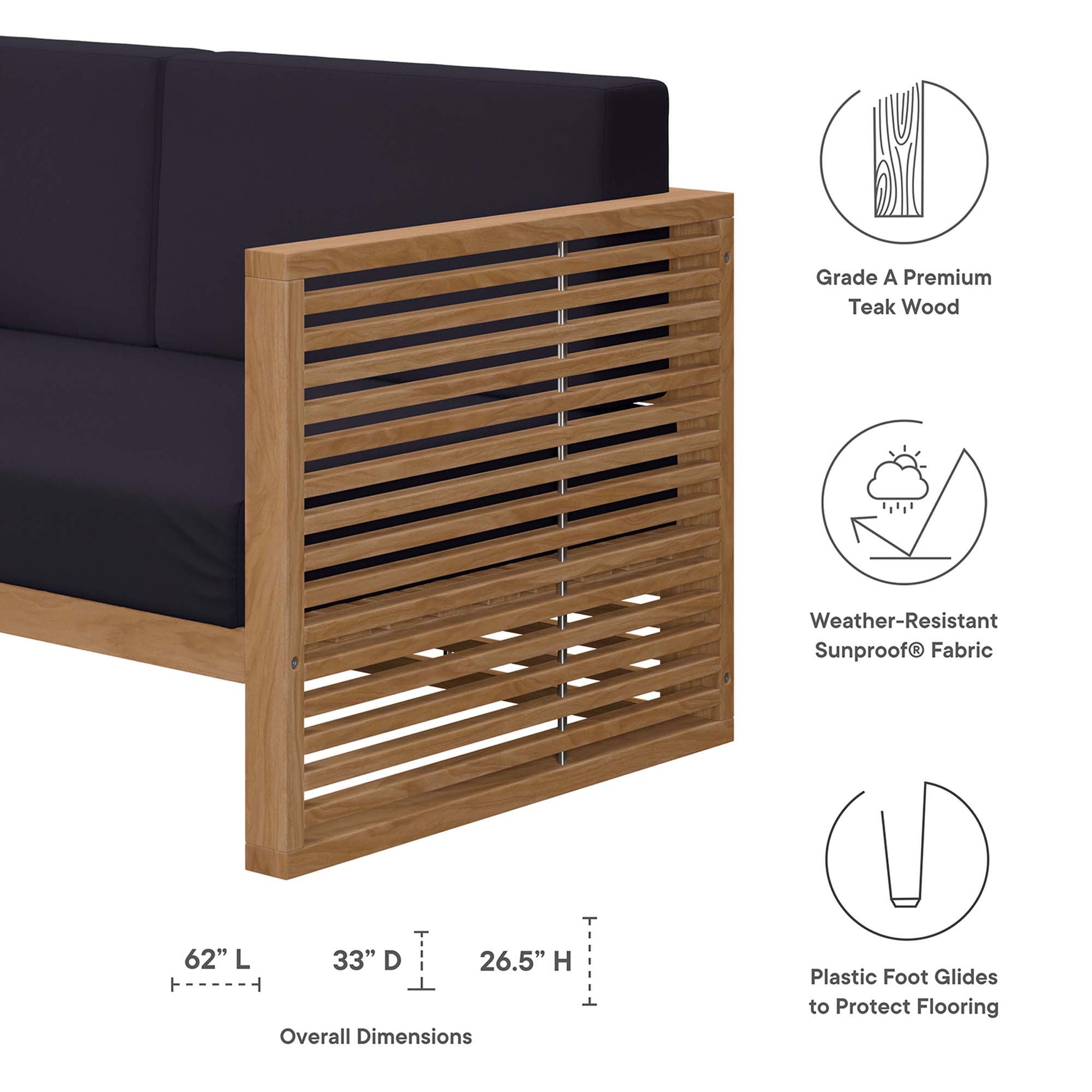 Carlsbad 6-Piece Teak Wood Outdoor Patio Outdoor Patio Set