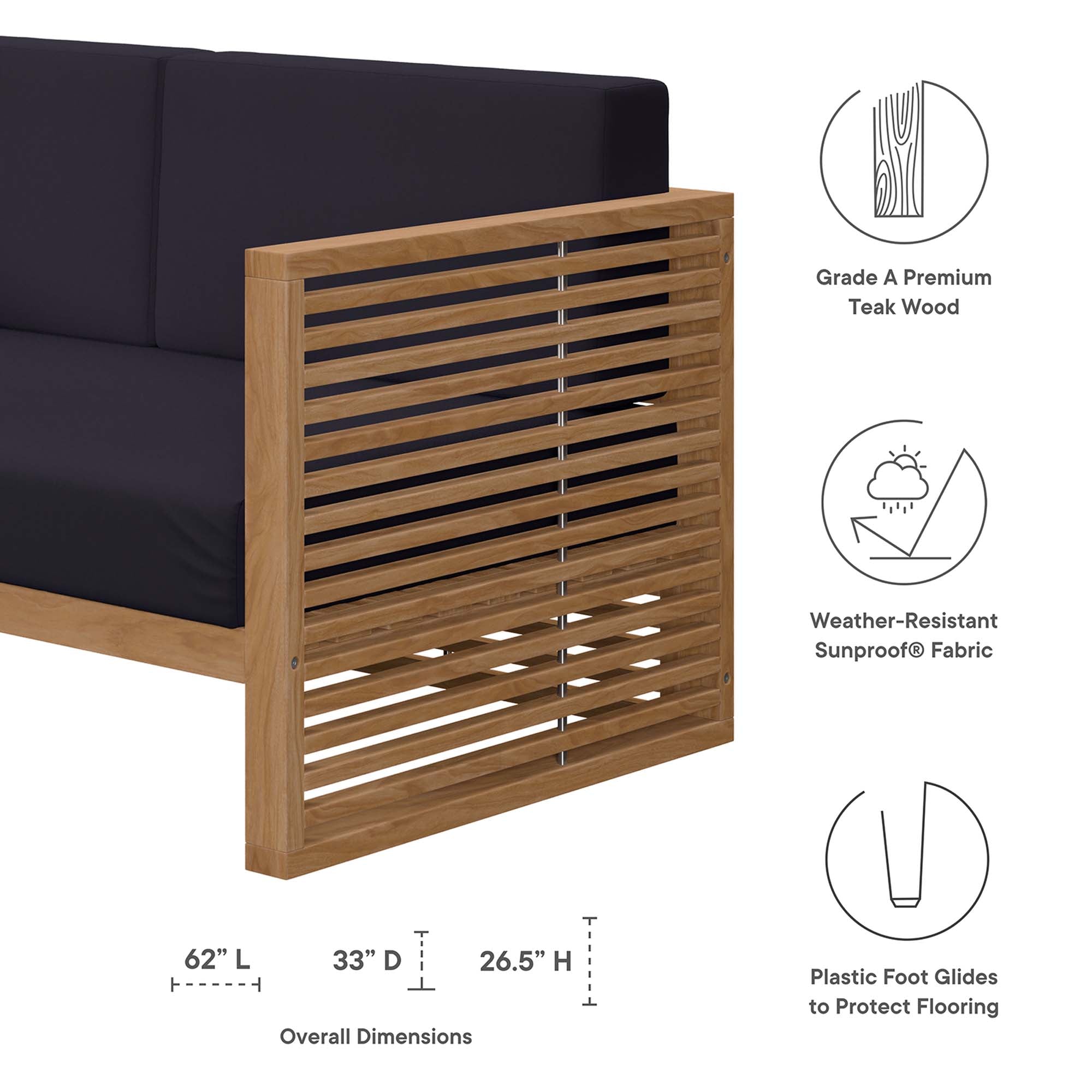 Carlsbad 6-Piece Teak Wood Outdoor Patio Outdoor Patio Set