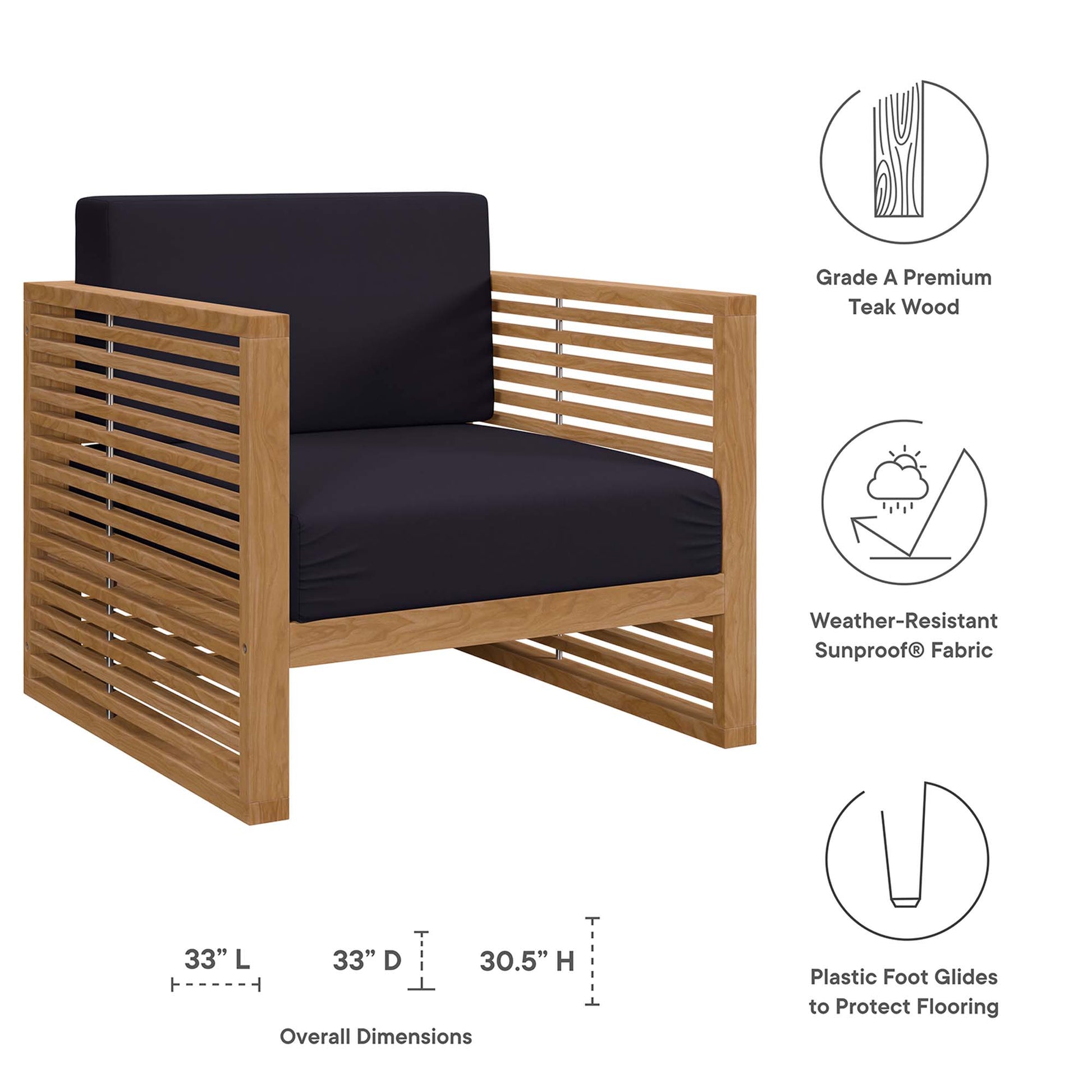 Carlsbad 6-Piece Teak Wood Outdoor Patio Outdoor Patio Set