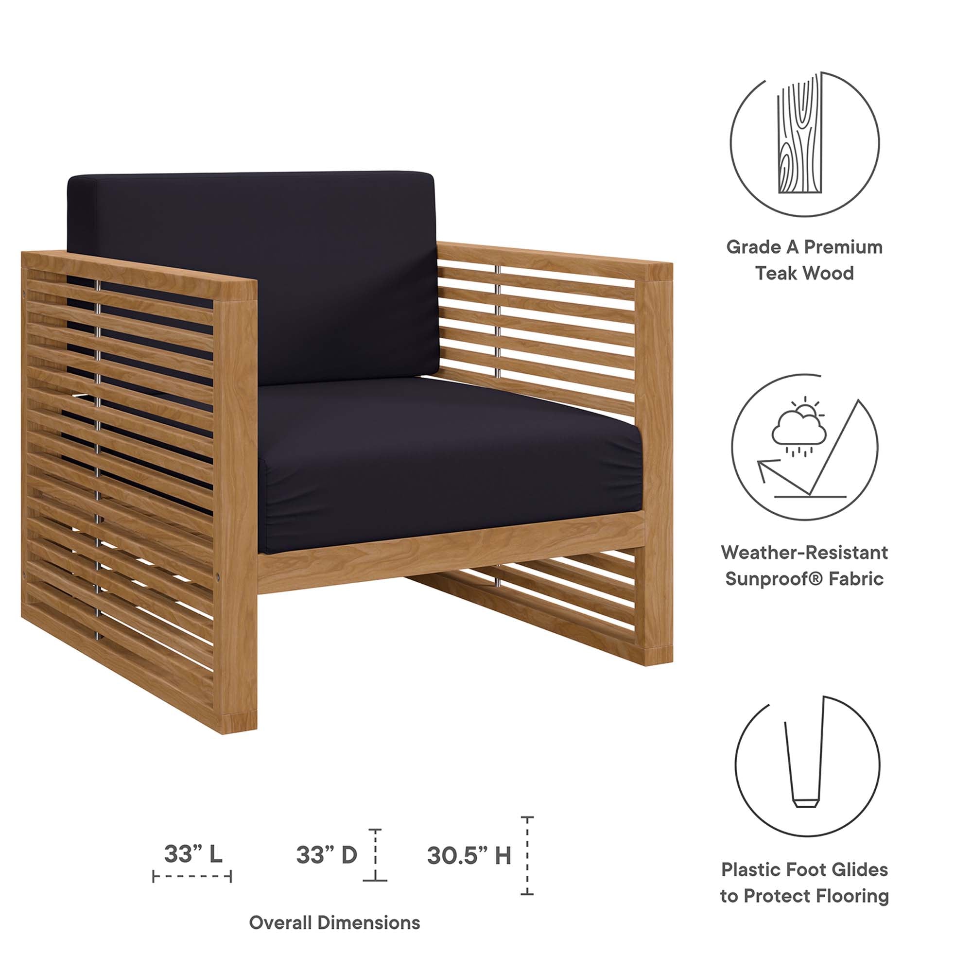 Carlsbad 6-Piece Teak Wood Outdoor Patio Outdoor Patio Set