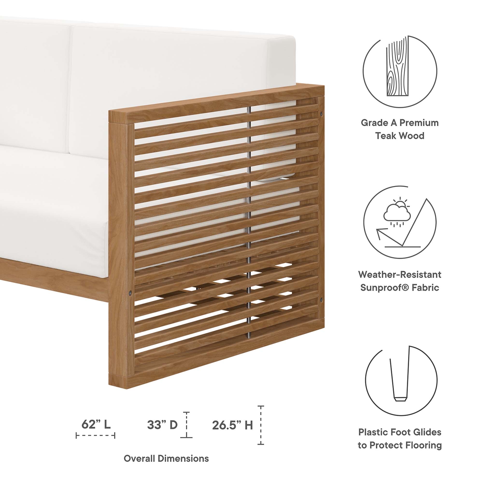 Carlsbad 3-Piece Teak Wood Outdoor Patio Outdoor Patio Set