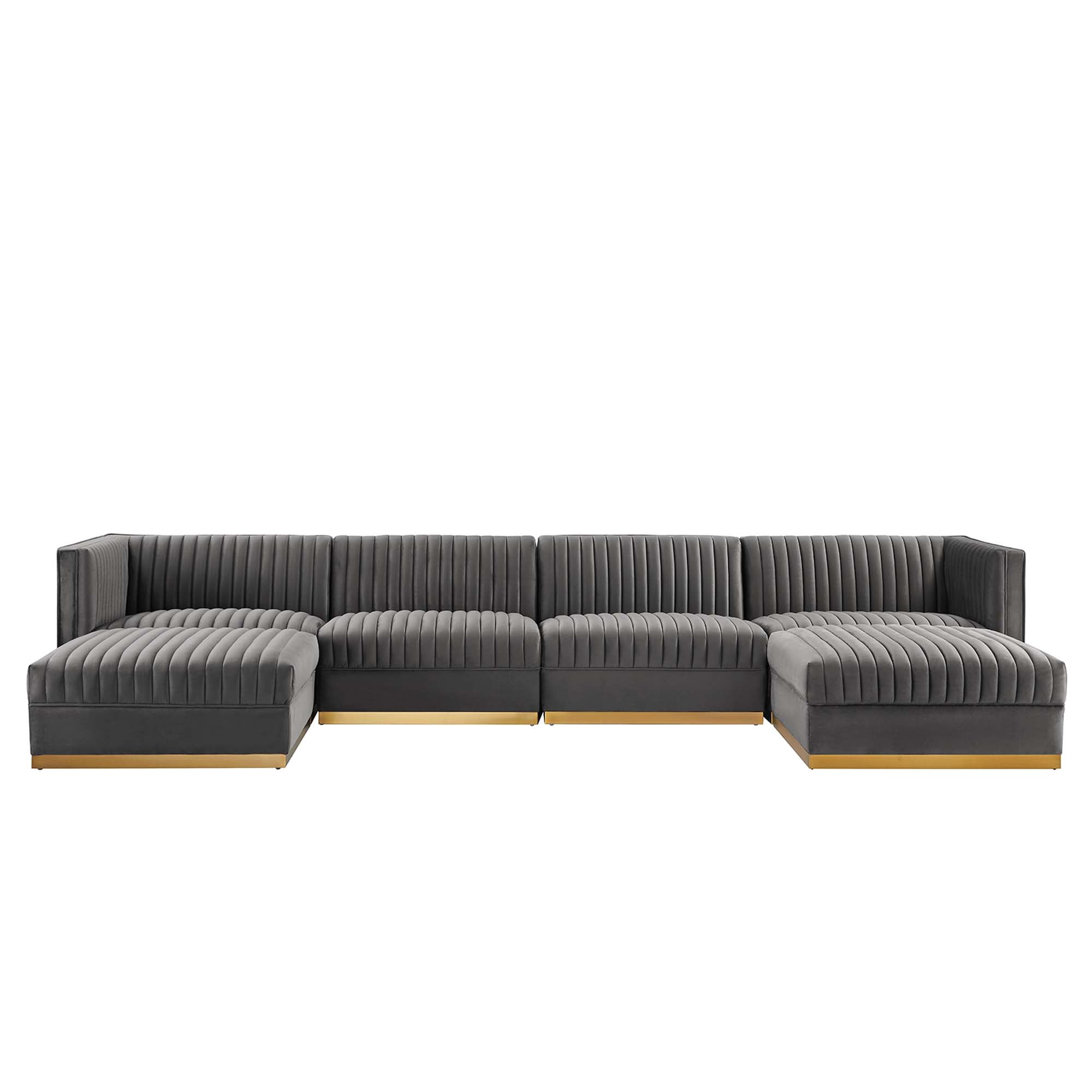 Sanguine 6-Piece Channel Tufted Performance Velvet Modular Sectional Sofa