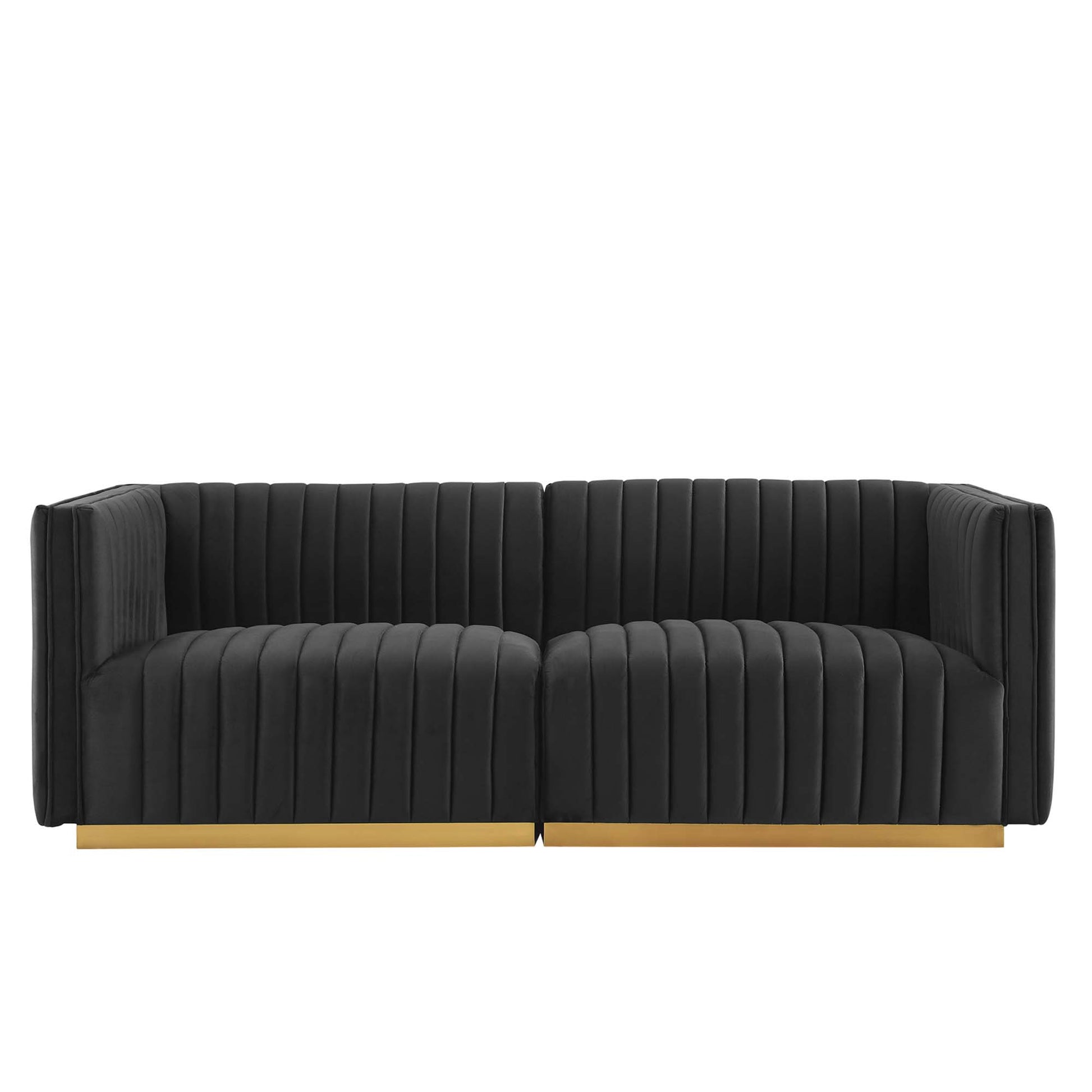 Conjure Channel Tufted Performance Velvet Loveseat - Gold Navy