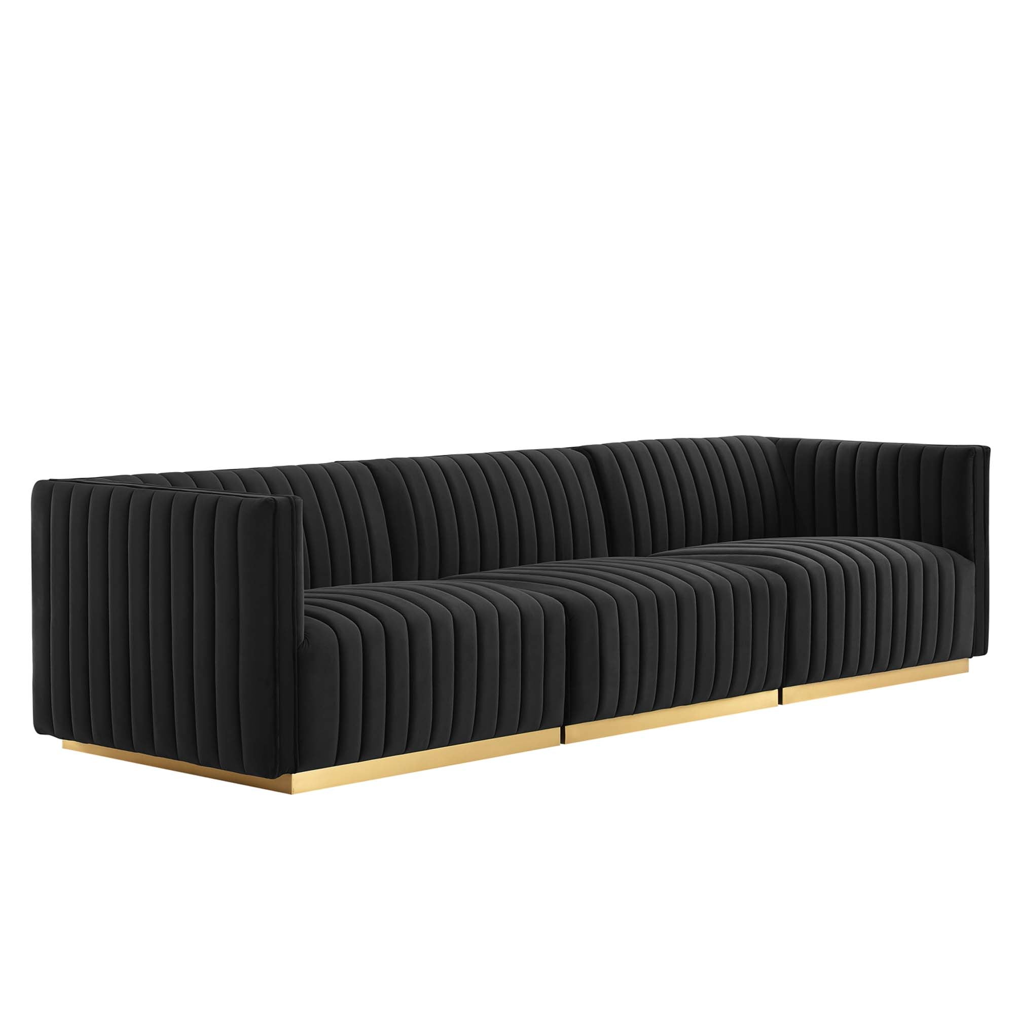 Conjure Channel Tufted Performance Velvet Sofa - Gold Black
