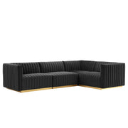 Conjure 4-Piece Channel Tufted Performance Velvet Sectional - Gold Black