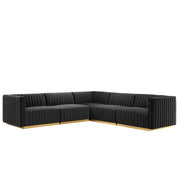 Conjure 5-Piece Channel Tufted Performance Velvet Sectional - Gold Black