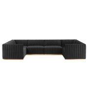 Conjure 6-Piece Channel Tufted Performance Velvet U-Shaped Sectional - Gold Black