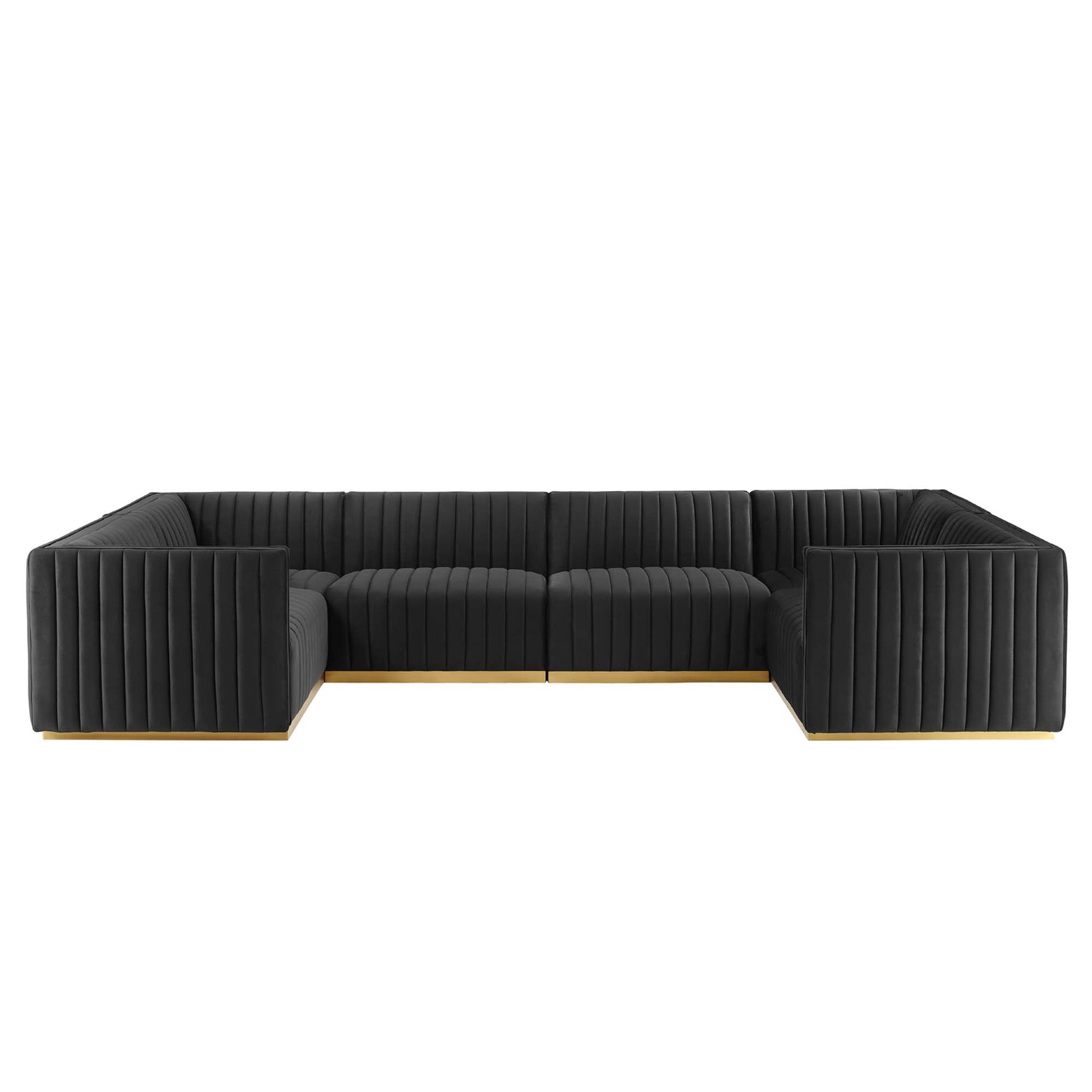 Conjure 6-Piece Channel Tufted Performance Velvet U-Shaped Sectional - Gold Black