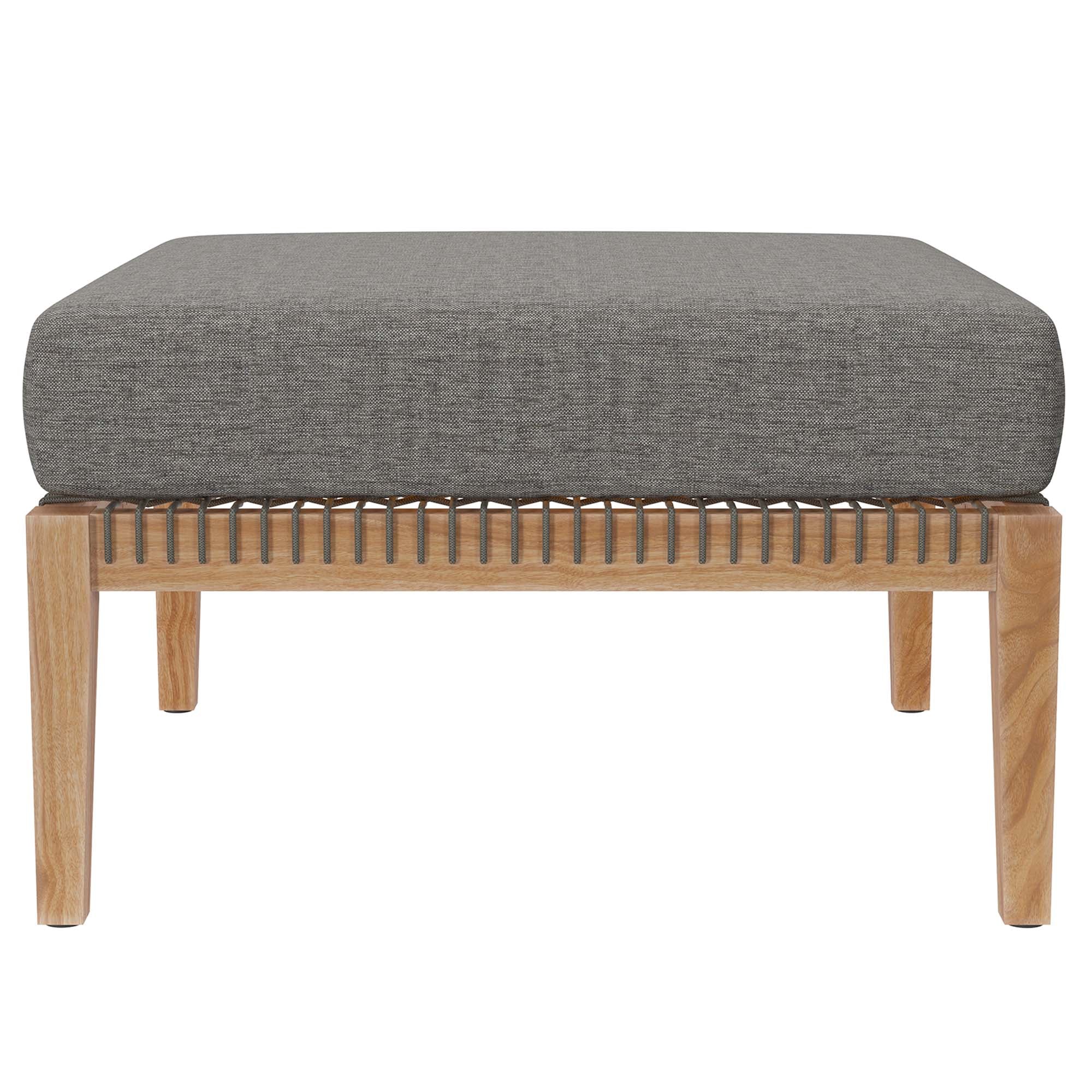 Clearwater Outdoor Patio Teak Wood Ottoman - Gray Navy