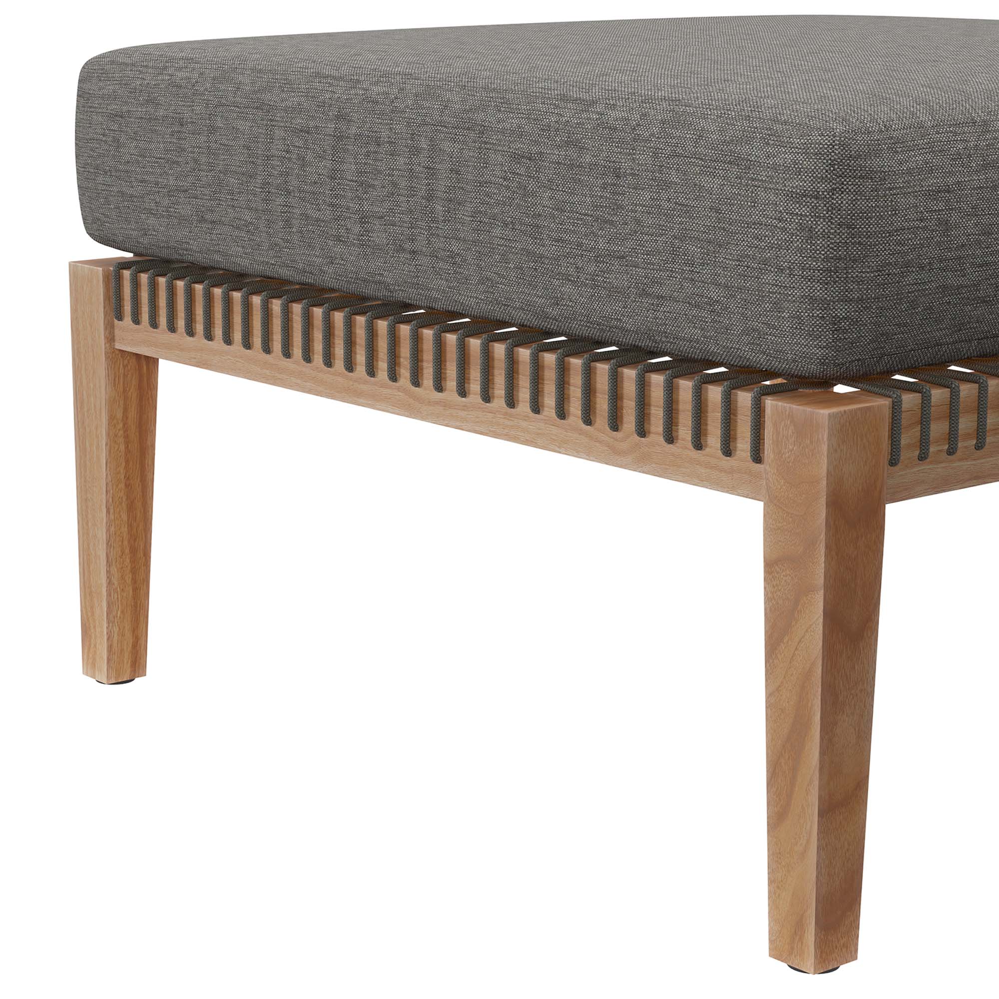 Clearwater Outdoor Patio Teak Wood Ottoman - Gray White