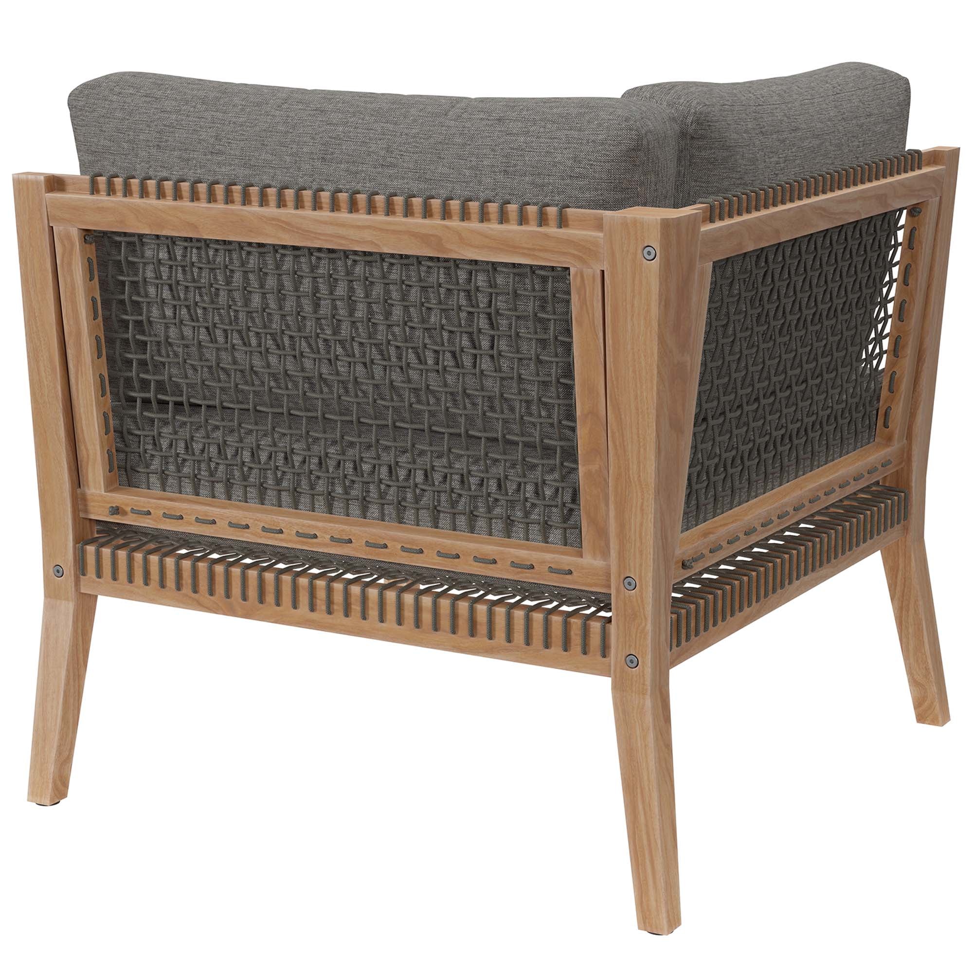 Clearwater Outdoor Patio Teak Wood Corner Chair - Gray Navy