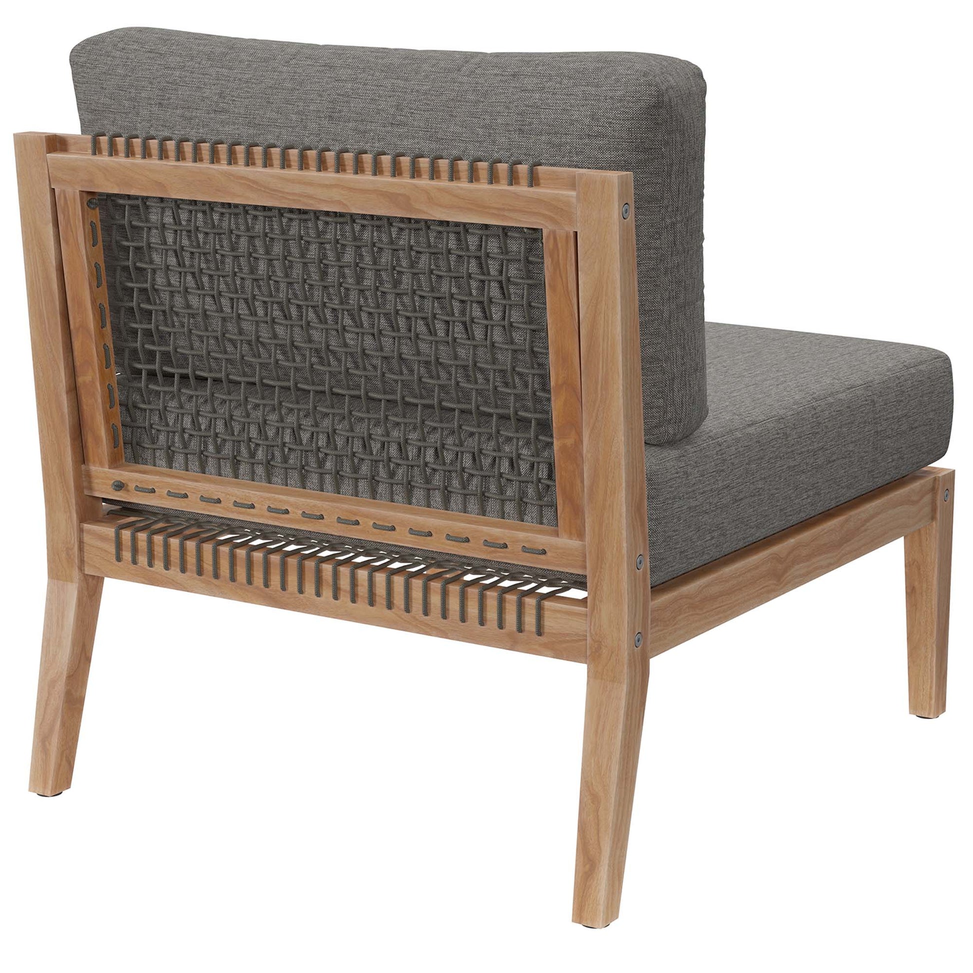 Clearwater Outdoor Patio Teak Wood Armless Chair - Gray White