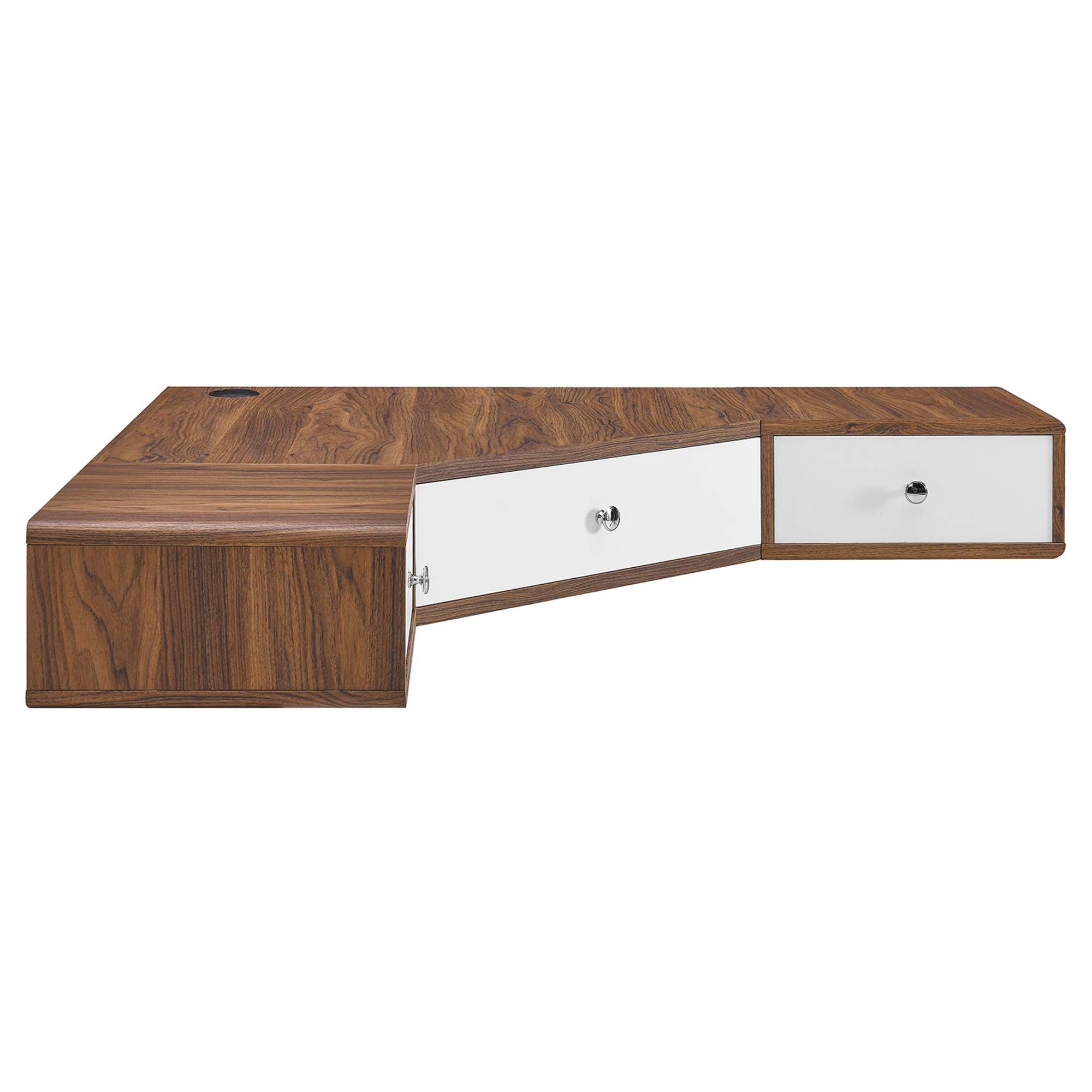 Transmit 47" Wall Mount Corner Walnut Office Desk - Walnut White