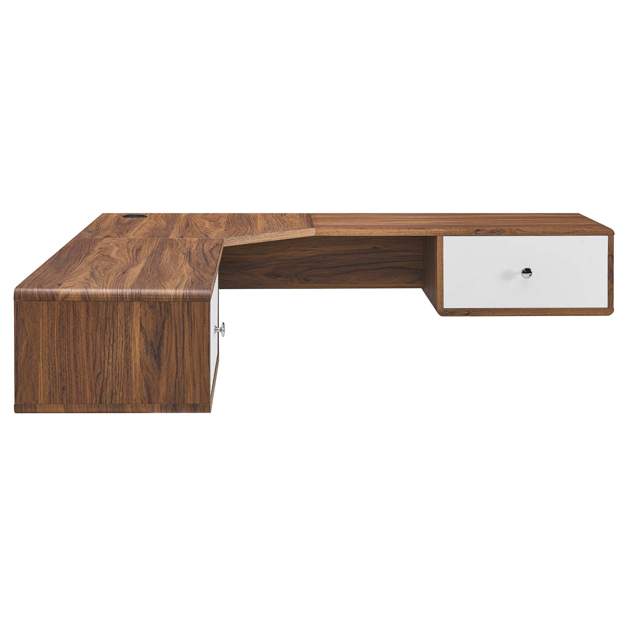 Transmit 55" Wall Mount Corner Wood Office Desk - Walnut White