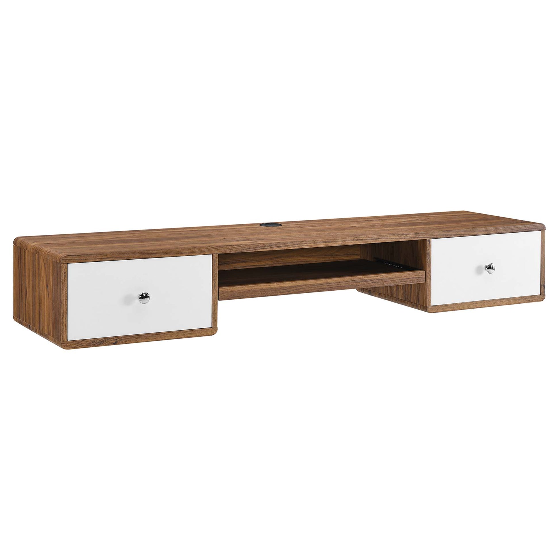 Transmit 60" Wall Mount Wood Office Desk - Walnut White