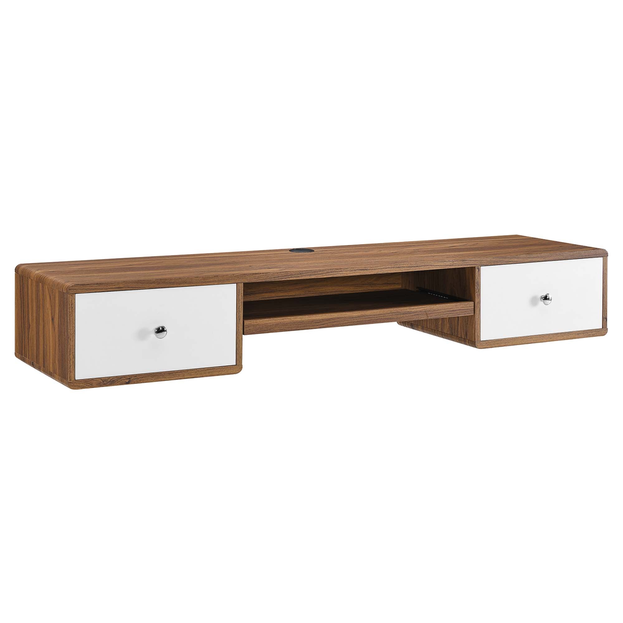 Transmit 60" Wall Mount Wood Office Desk - Walnut White