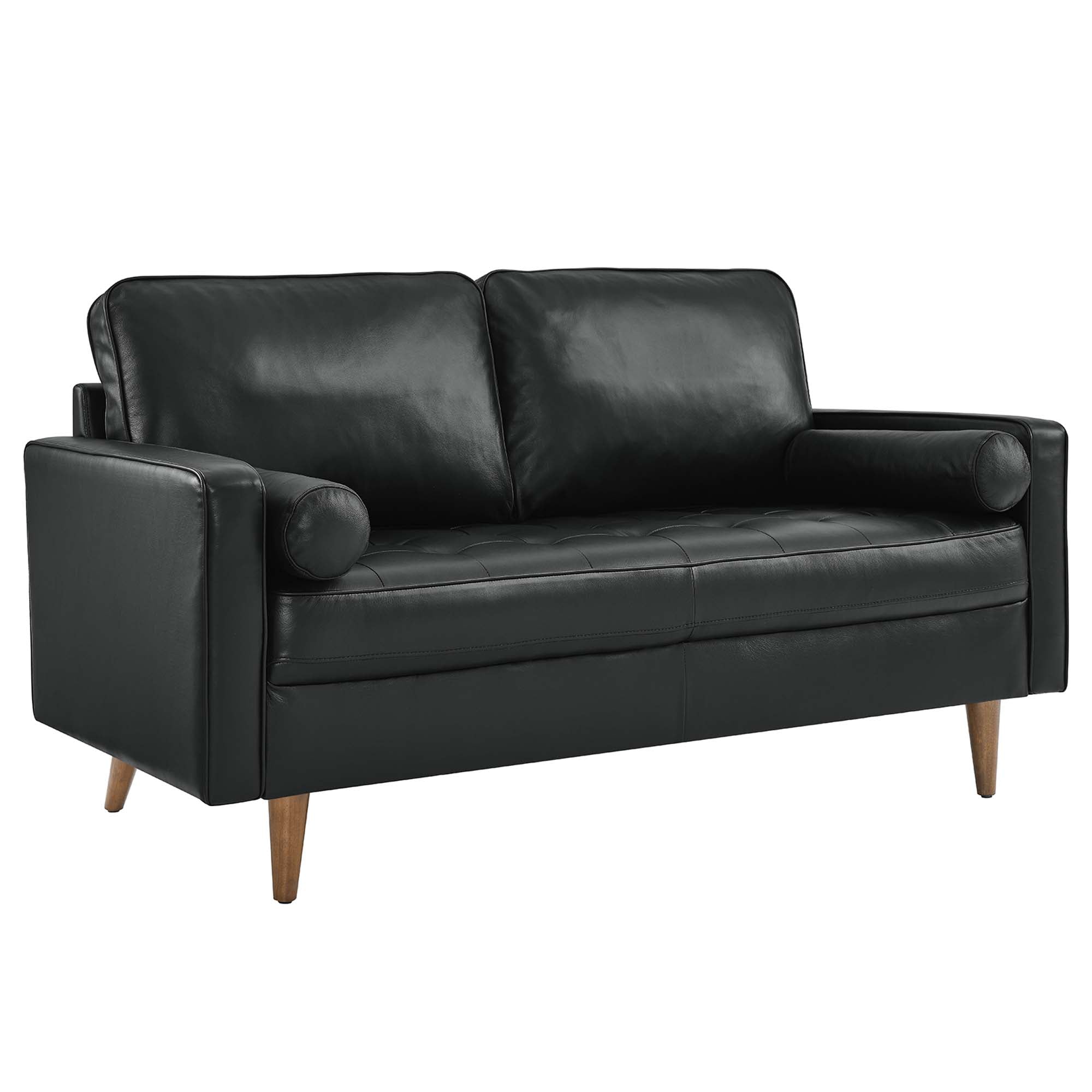 Valour Leather Loveseat - Black