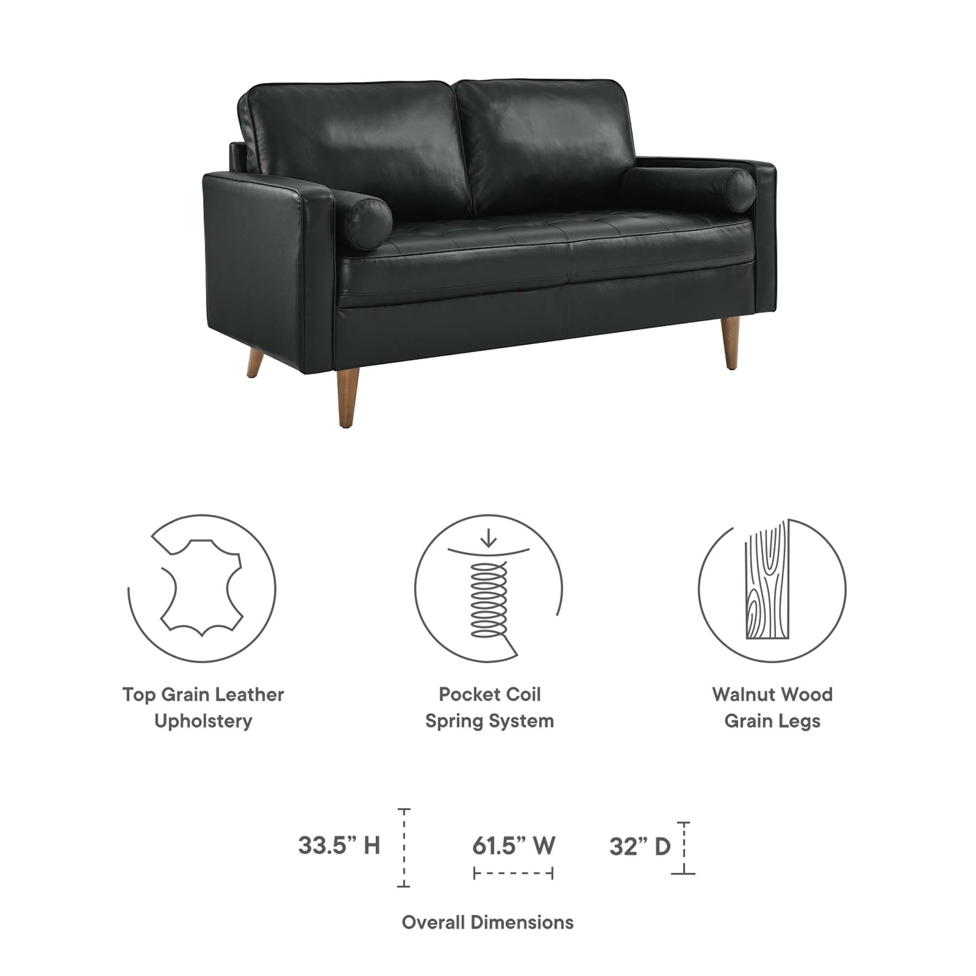 Valour Leather Loveseat - Brown