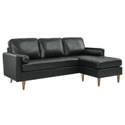Valour 78" Leather Apartment Sectional Sofa - Black