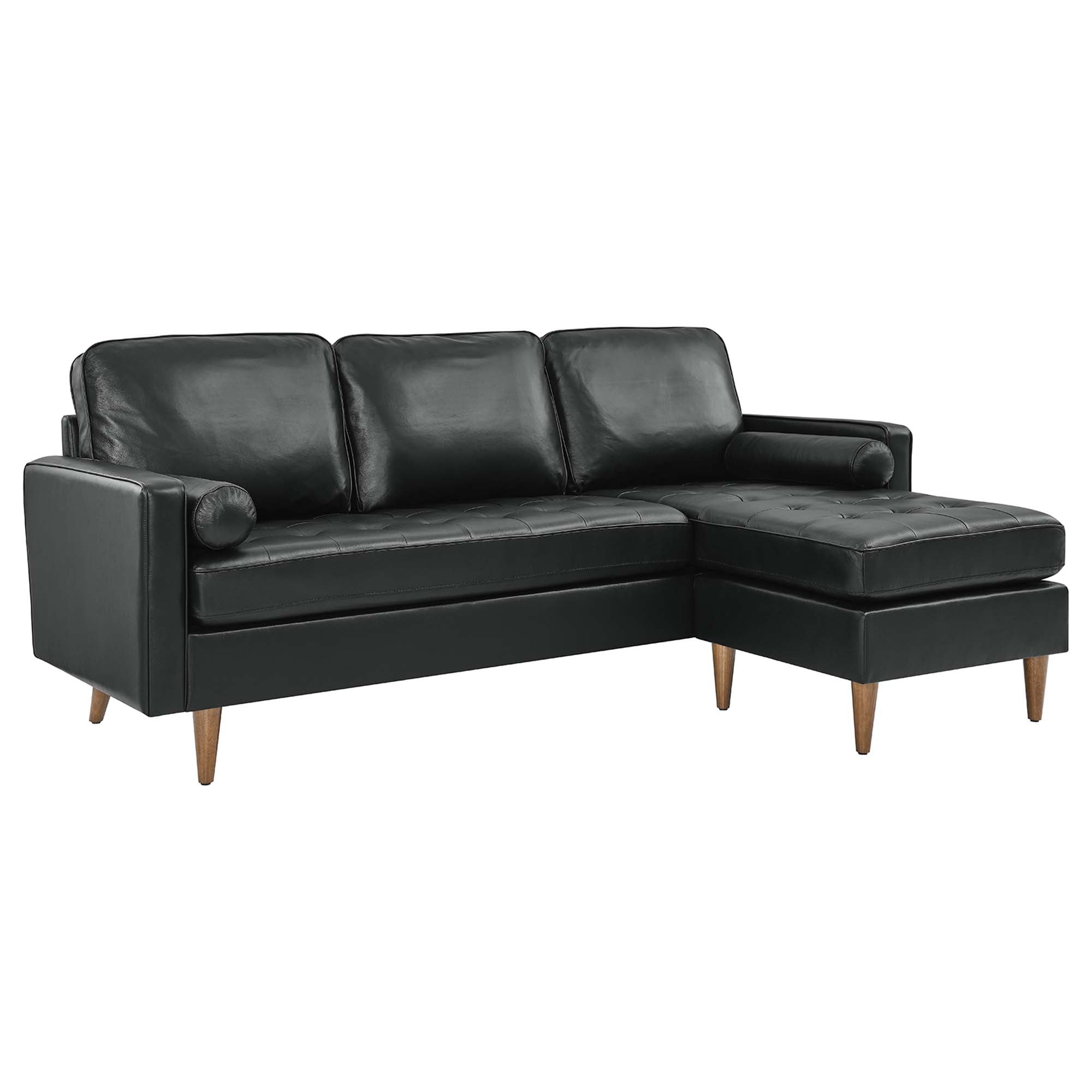 Valour 78" Leather Apartment Sectional Sofa - Black