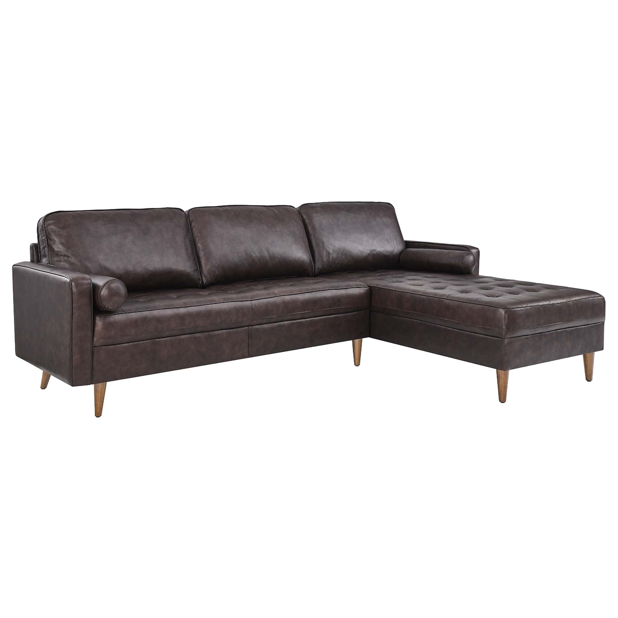 Valour 98" Leather Sectional Sofa - Brown