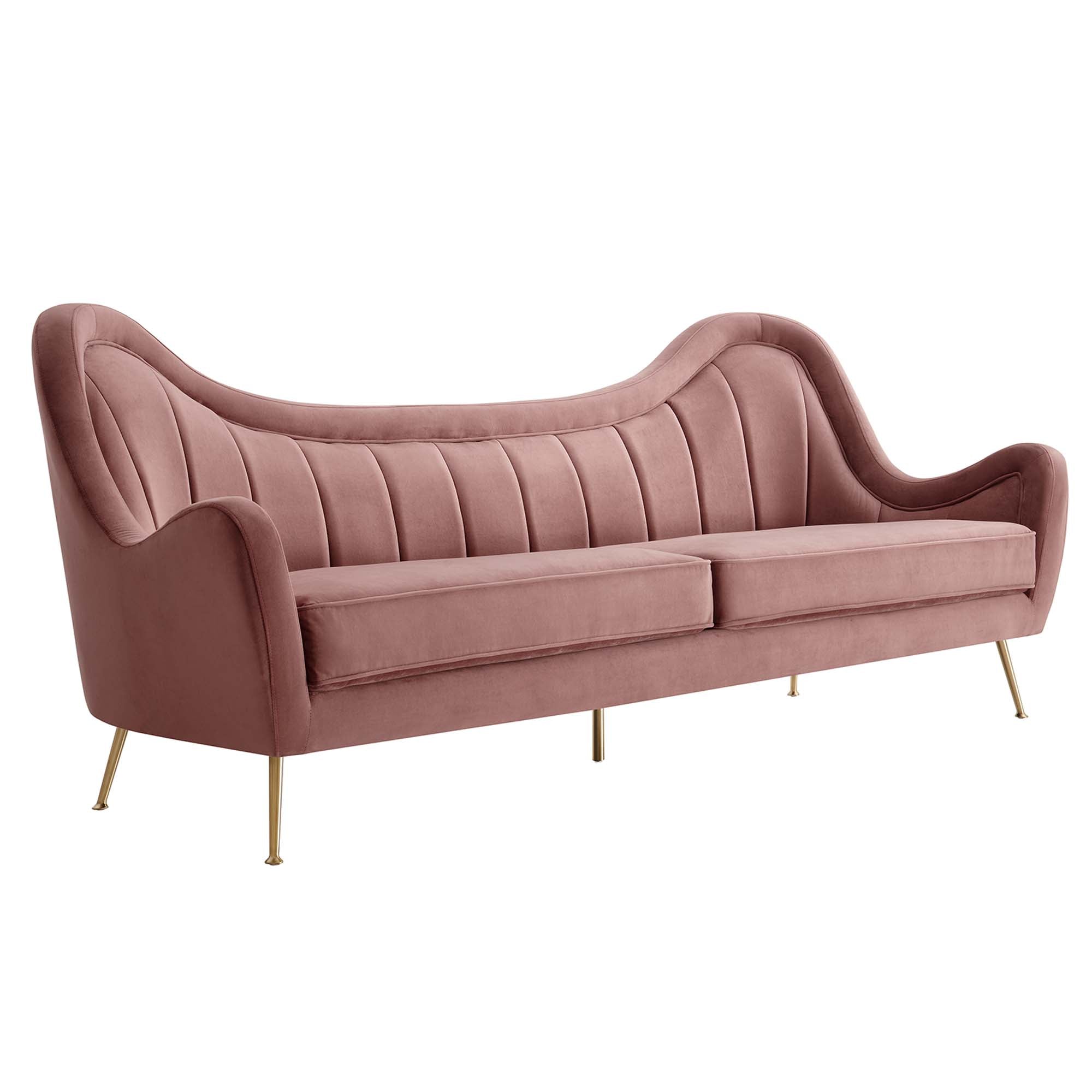 Cheshire Channel Tufted Performance Velvet Sofa - Dusty Rose